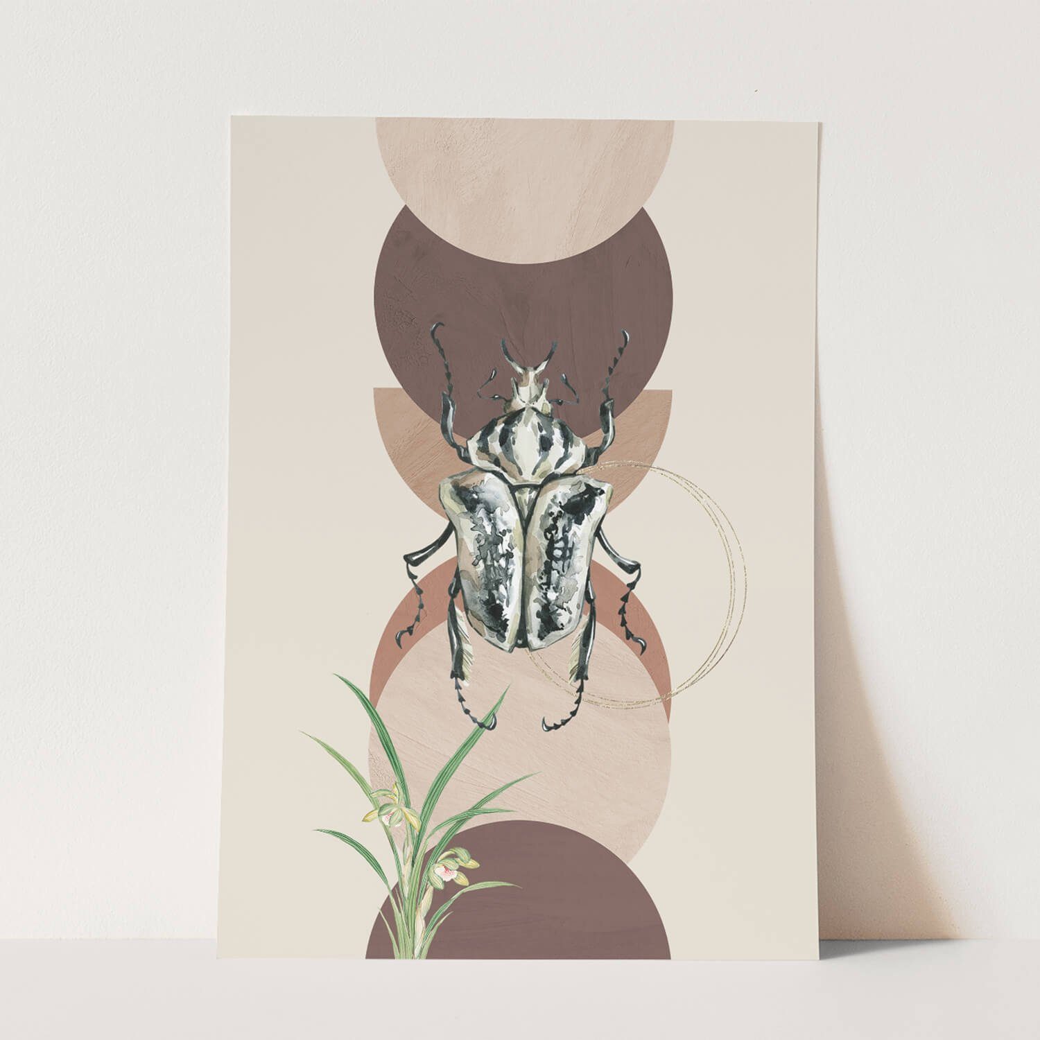 Sinus Art Wandbild Wandbild Käfer Pastelltöne Gold Elemente Vintage einzigartiges Design. € 12,00