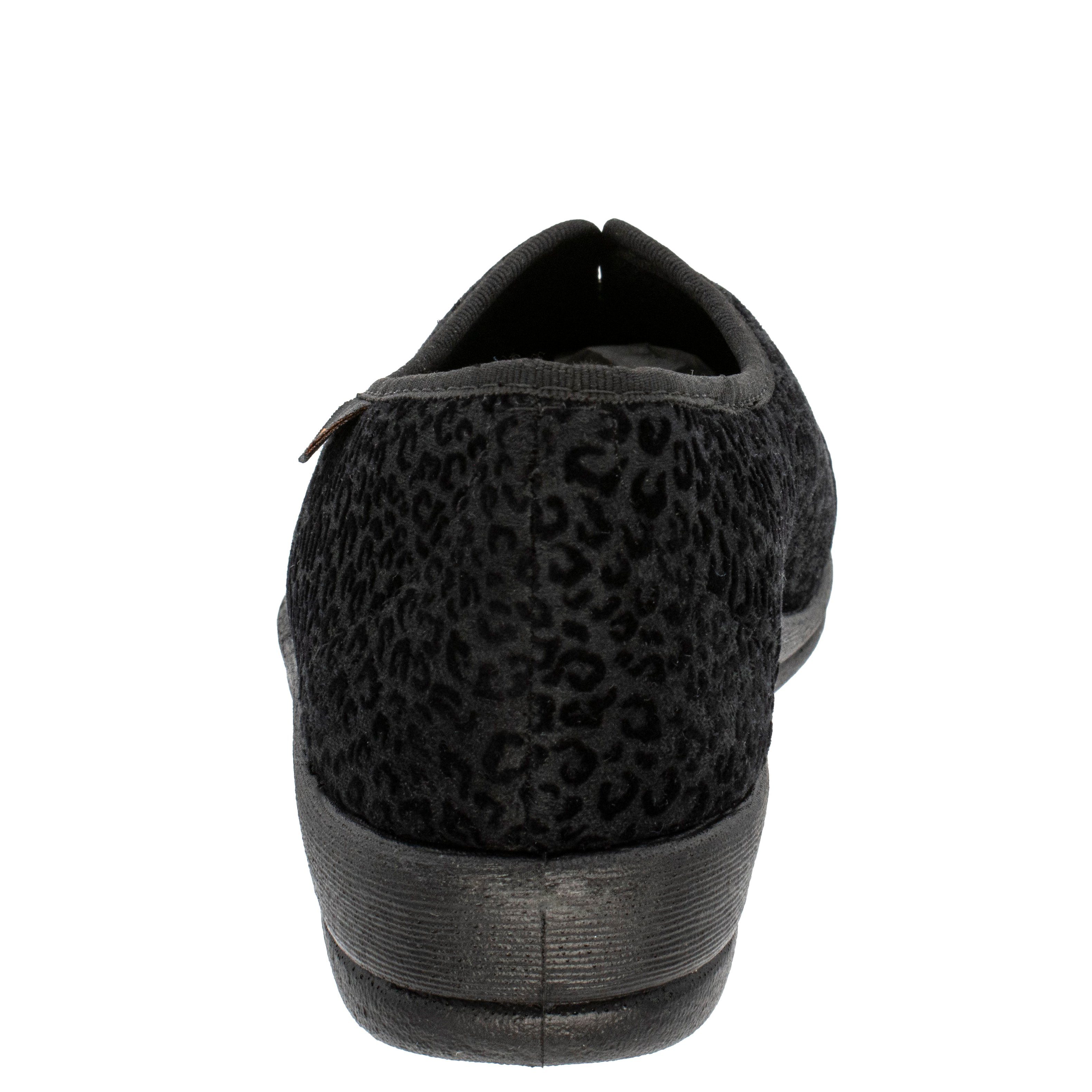 Fischer-Markenschuh Dora Hausschuh Leoprint, Weite H, Frotteefutter, Zum Schlupfen