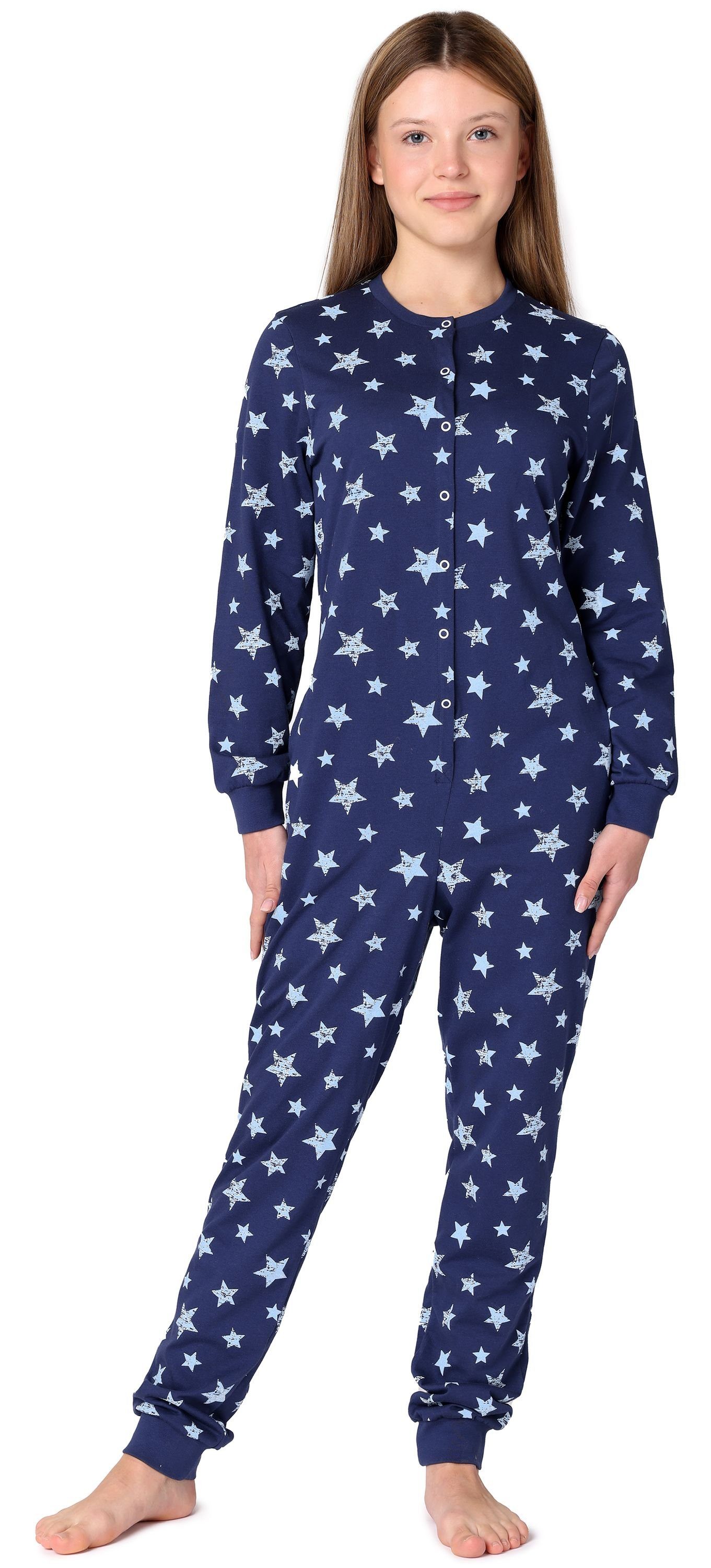 Dunkelblau/Blau Style Schlafanzug Schlafoverall Sterne Mädchen Jugend Schlafanzug Merry MS10-335