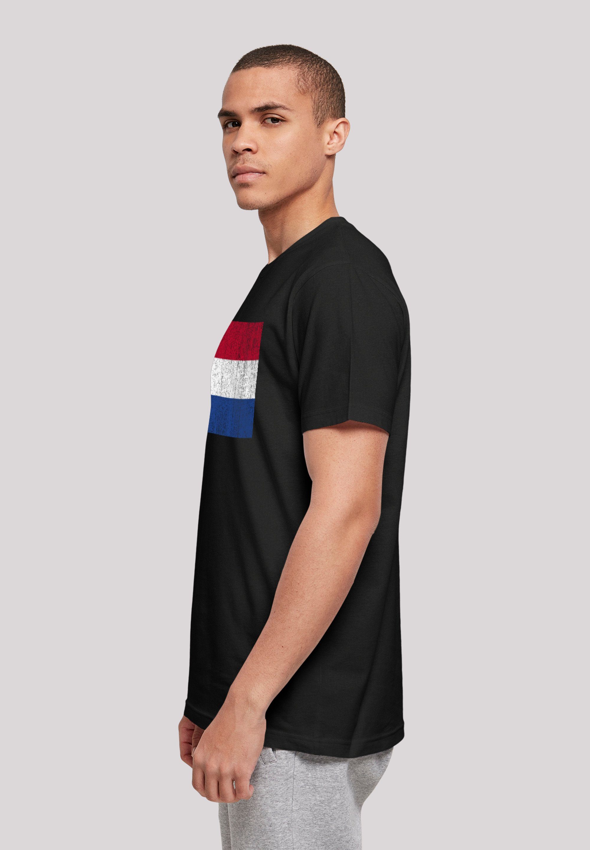 F4NT4STIC T-Shirt Holland schwarz distressed Flagge Niederlande Print