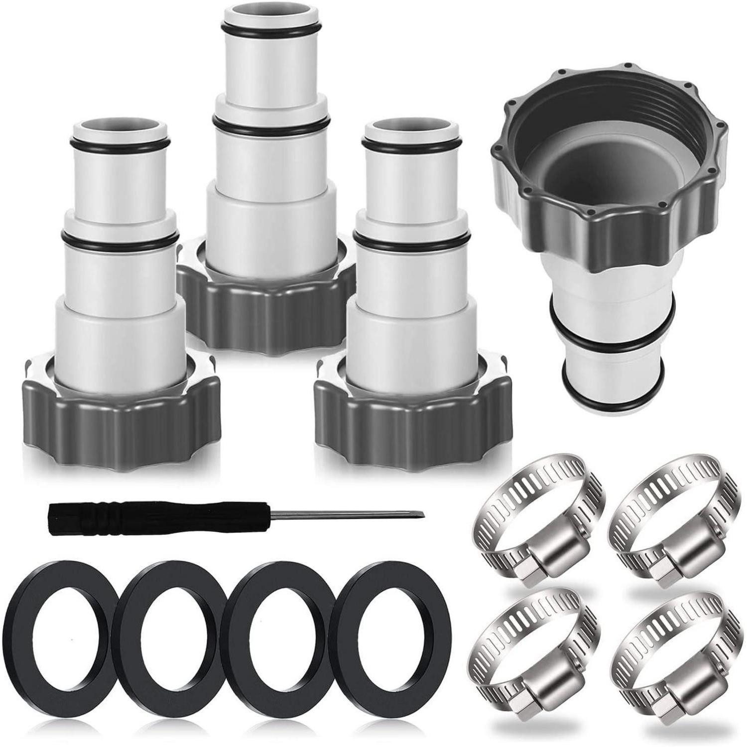 Poolschlauch 4er-Pack Poolschlauch Adapter für Intex Pool Ø 32 38 mm Grau