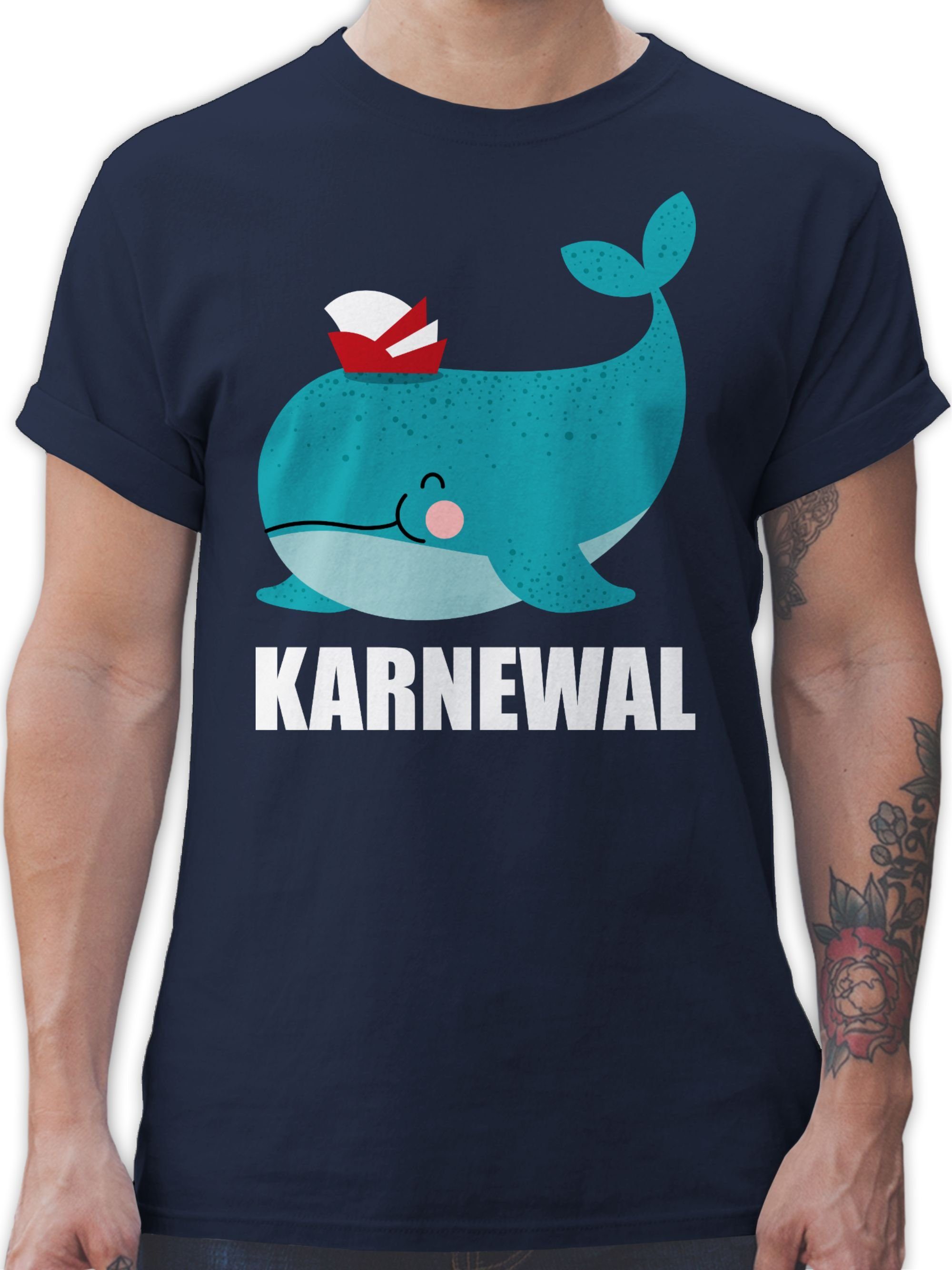 Shirtracer T-Shirt Karnewal Blau Karneval 2 Lustiges Faschings Lustige Fasching Outfit - Wal Navy