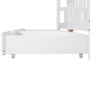 Flieks Schublade (Stauraum unter dem Bett), Zwei Bettschubladen mit Bodenrollen, MDF weiß 93x67x17cm