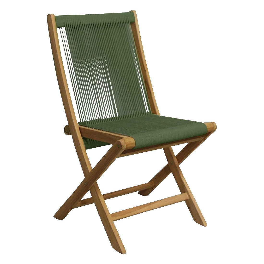 Vintagehaus Gartenstuhl Retro Gartenstuhl Klappstuhl/Lounger Rope Grün Teakholz