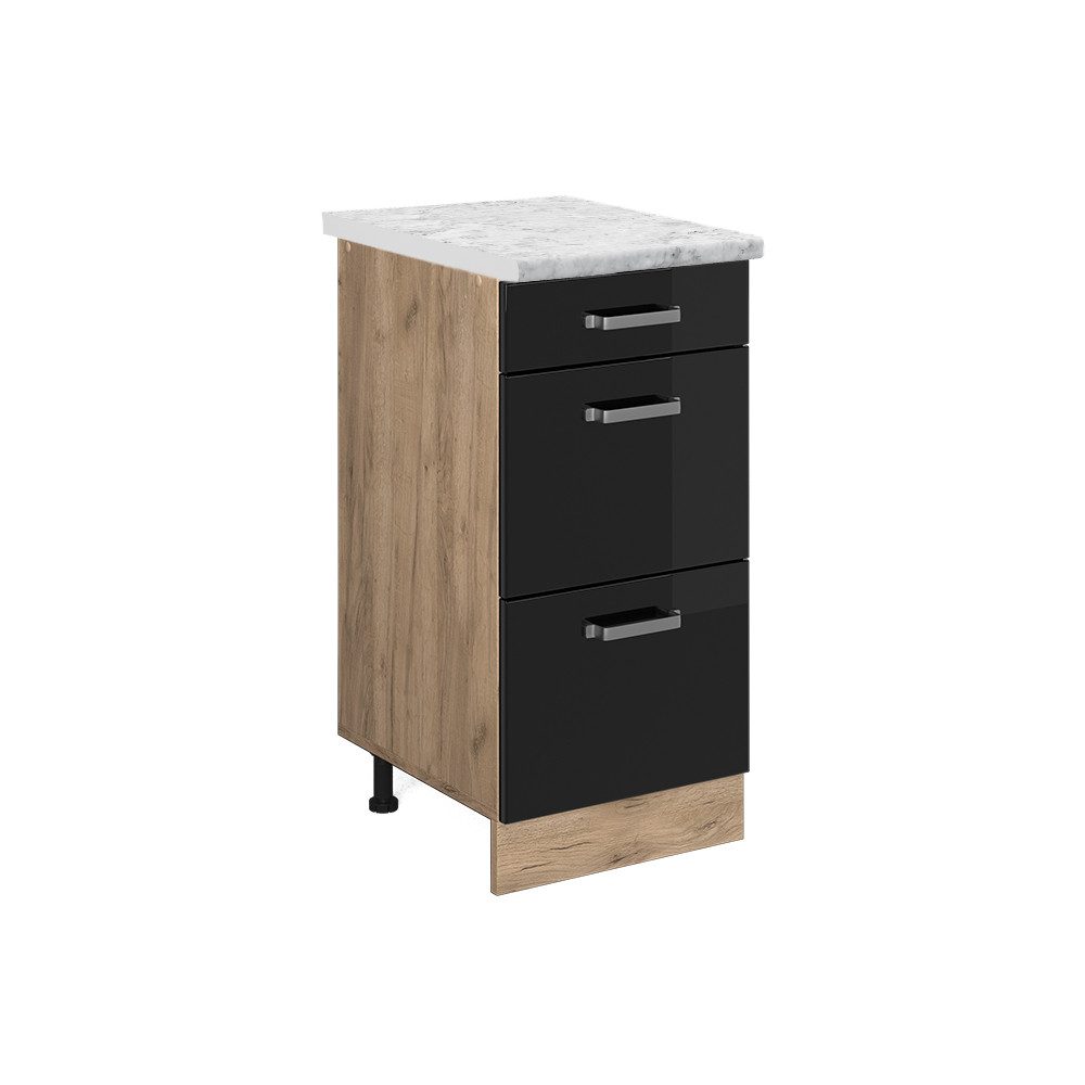 Vicco Unterschrank R-Line, Schwarz Hochglanz/Goldkraft Eiche, günstig online kaufen