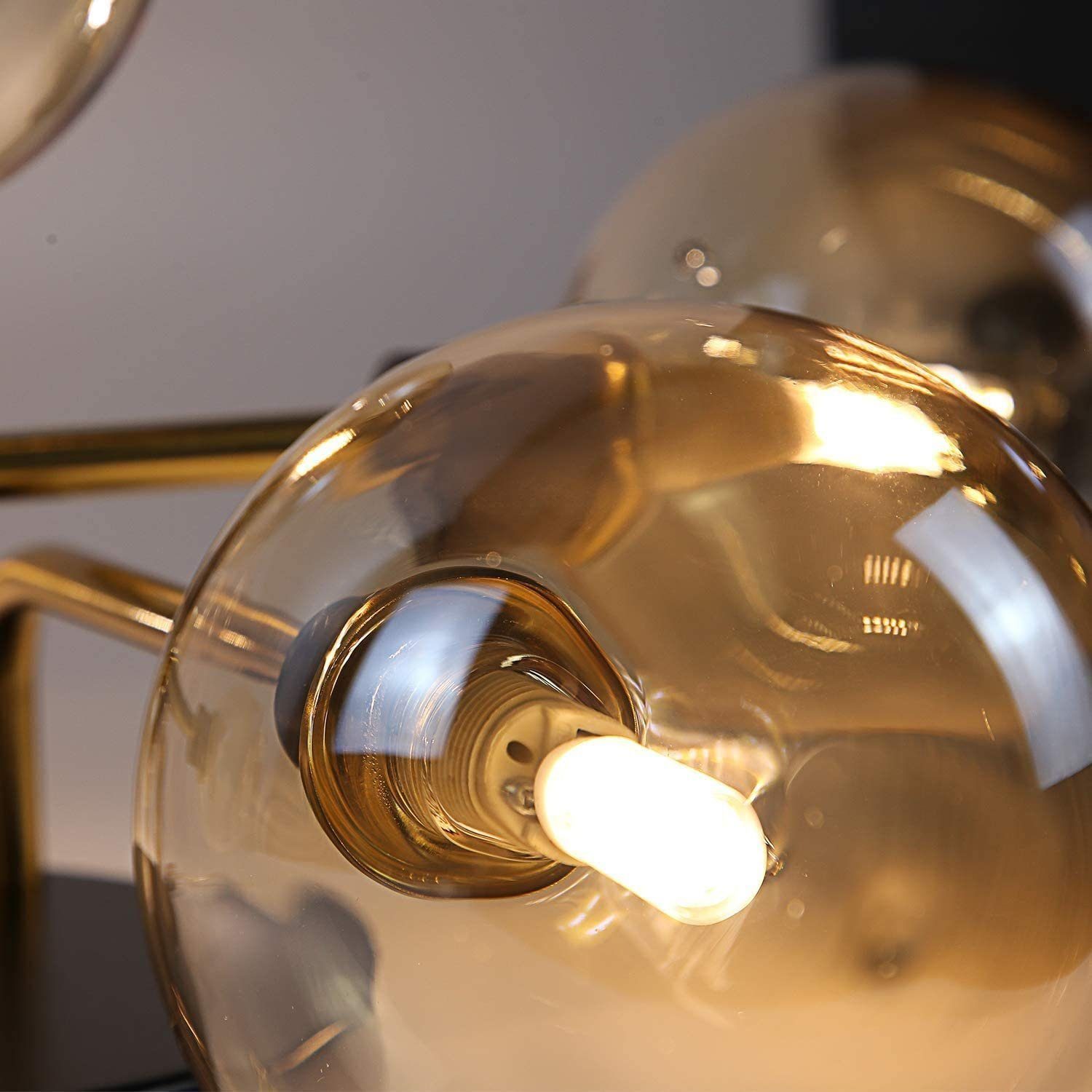Gold Warmweiß Berstein LED Wohnzimmer G9 5 LED wechselbar, 40W, Deckenleuchte Nettlife Glühbirnen Glaskugeln