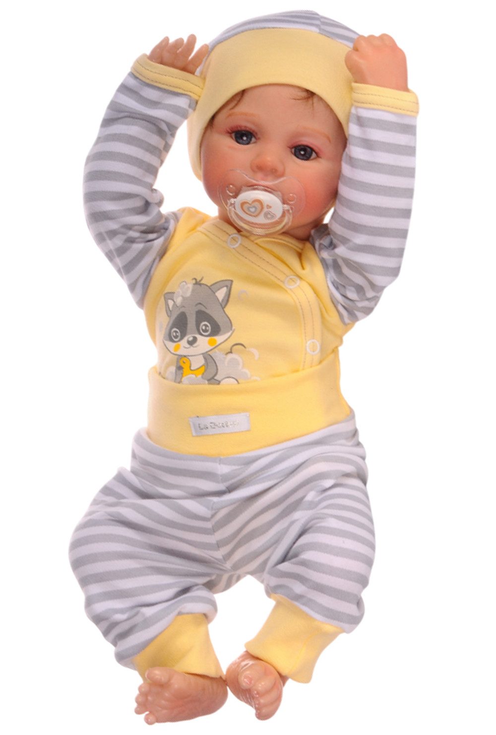 Erstausstattungspaket Baby Anzug Body mit Kratzschutz Hose Mütze in Gelb