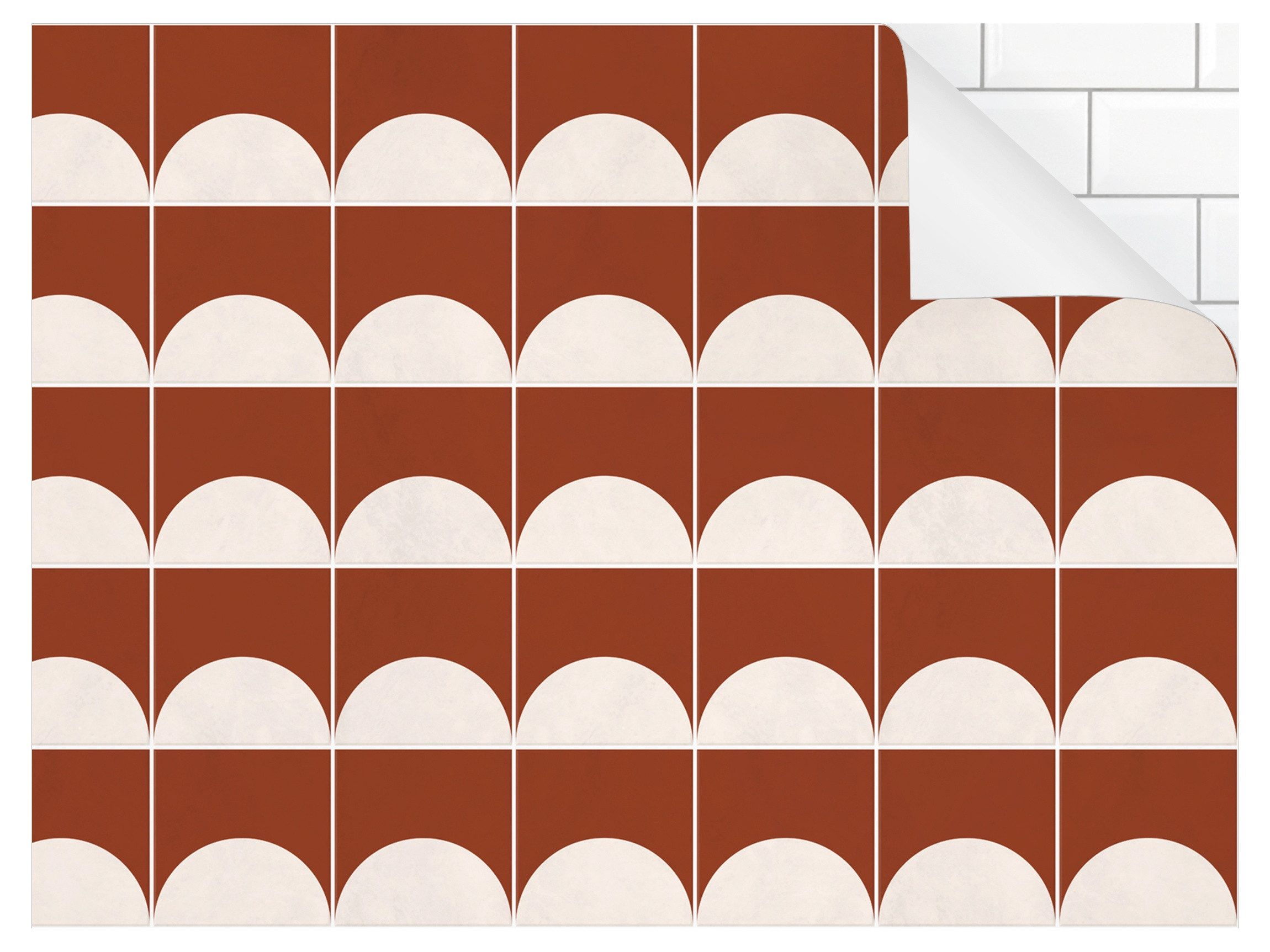 Bilderdepot24 Küchenrückwand selbstklebend rot Muster, (1-tlg., Nischenrückwand - für Fliesenspiegel ohne Bohren - glänzend), Nischenrückwand Fliesenoptik fugenlos Wandpaneel Küche Herd