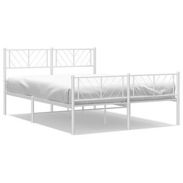 furnicato Bett Bettgestell mit Kopf- und Fußteil Metall Weiß 160x200 cm