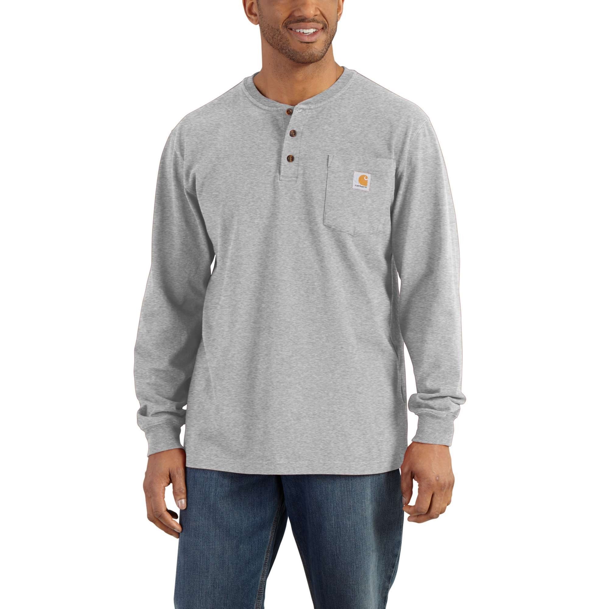 Carhartt Langarmshirt Henley Loose Fit Pocket Longsleeve Heather Grey