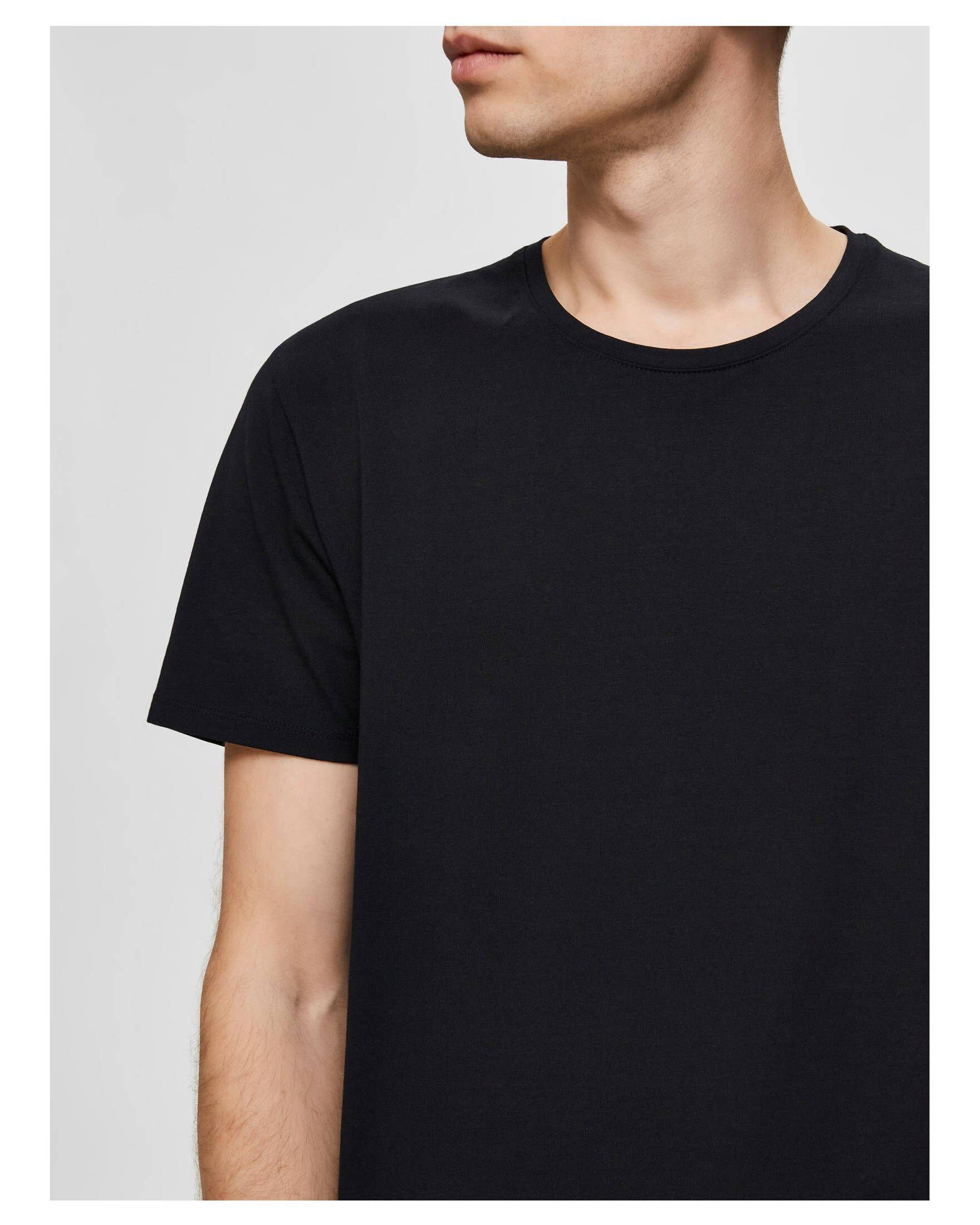 T-Shirt Herren T-Shirt schwarz SS SELECTED O-NECK (1-tlg) TEE SLHNEWPIMA HOMME (15) 3er-PACK