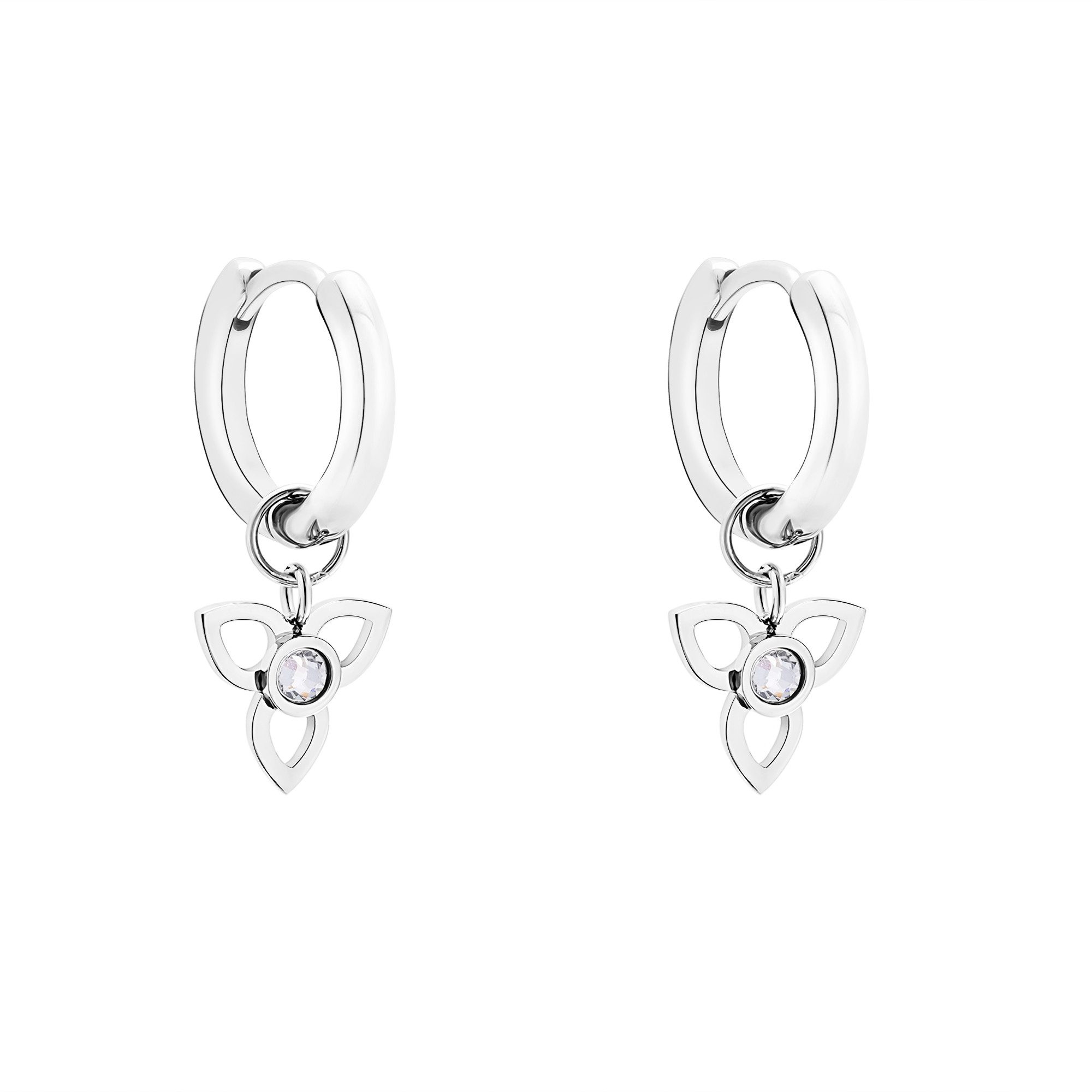 Tamaris Paar Creolen Schmuck Geschenk Creolen mit abnehmbaren Einhängern in Blüten-Otpik, mit Zirkonia (synth)