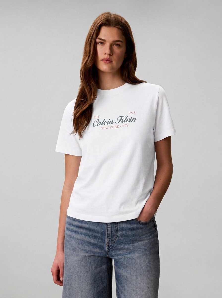Calvin Klein Jeans T-Shirt Rundhalsausschnitt, Regular Fit, reine Baumwolle