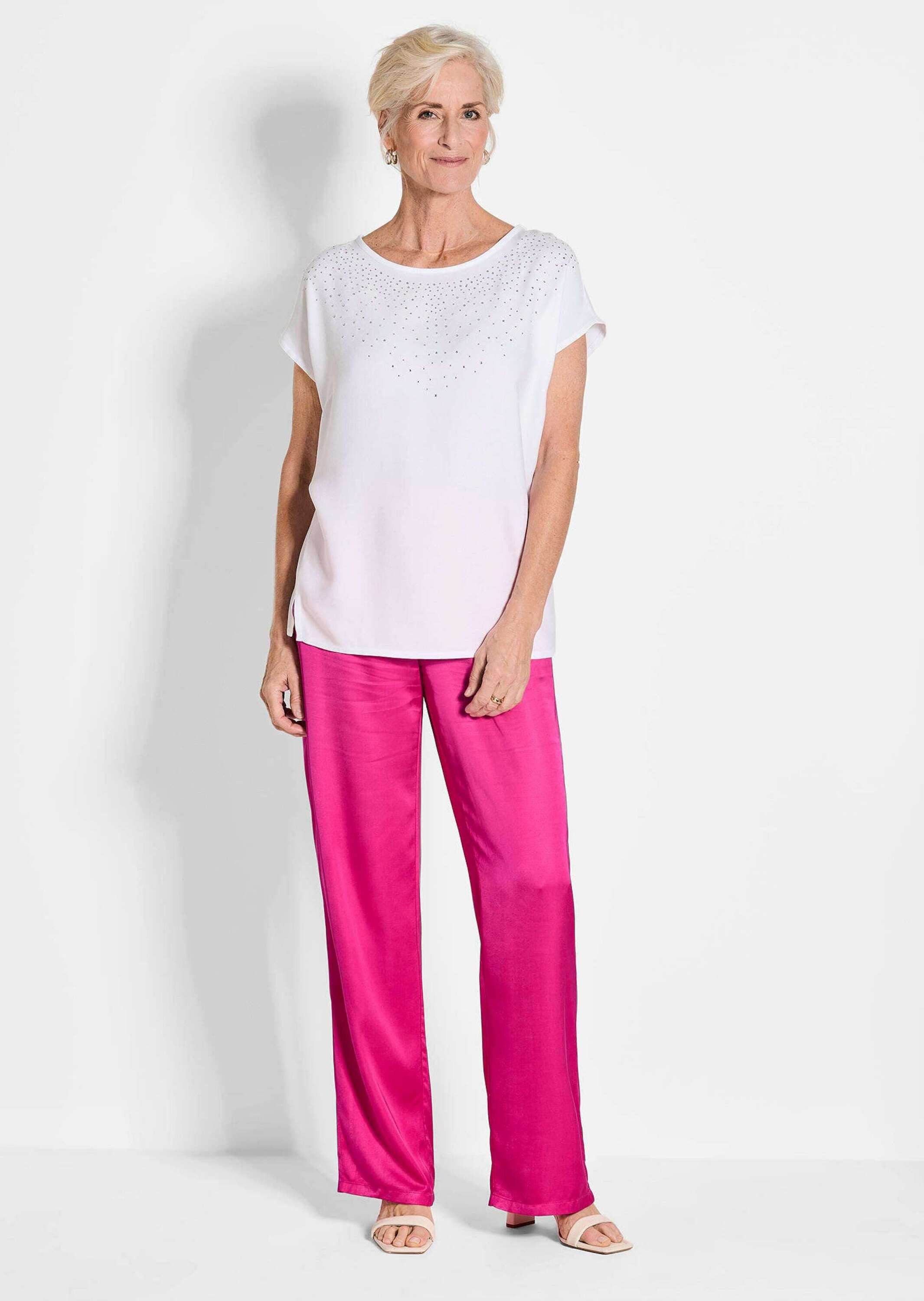 GOLDNER Schlupfhose Satinhose VERA mit weitem Bein Glänzender Viskose-Satin günstig online kaufen