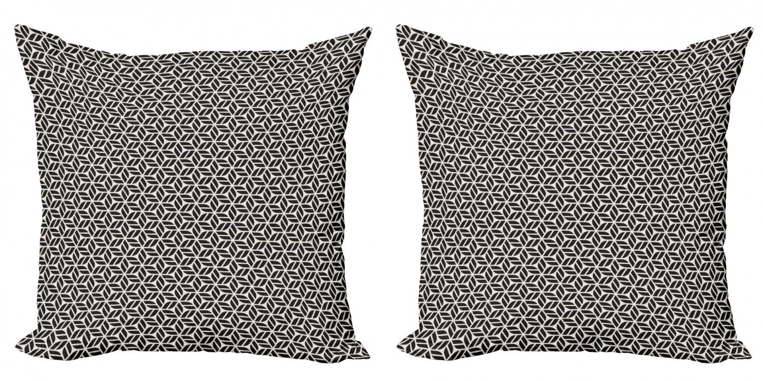 Kissenbezüge Modern Accent Doppelseitiger Gitter (2 gestreifte Einfache Blattmotive Stück), Abakuhaus Digitaldruck