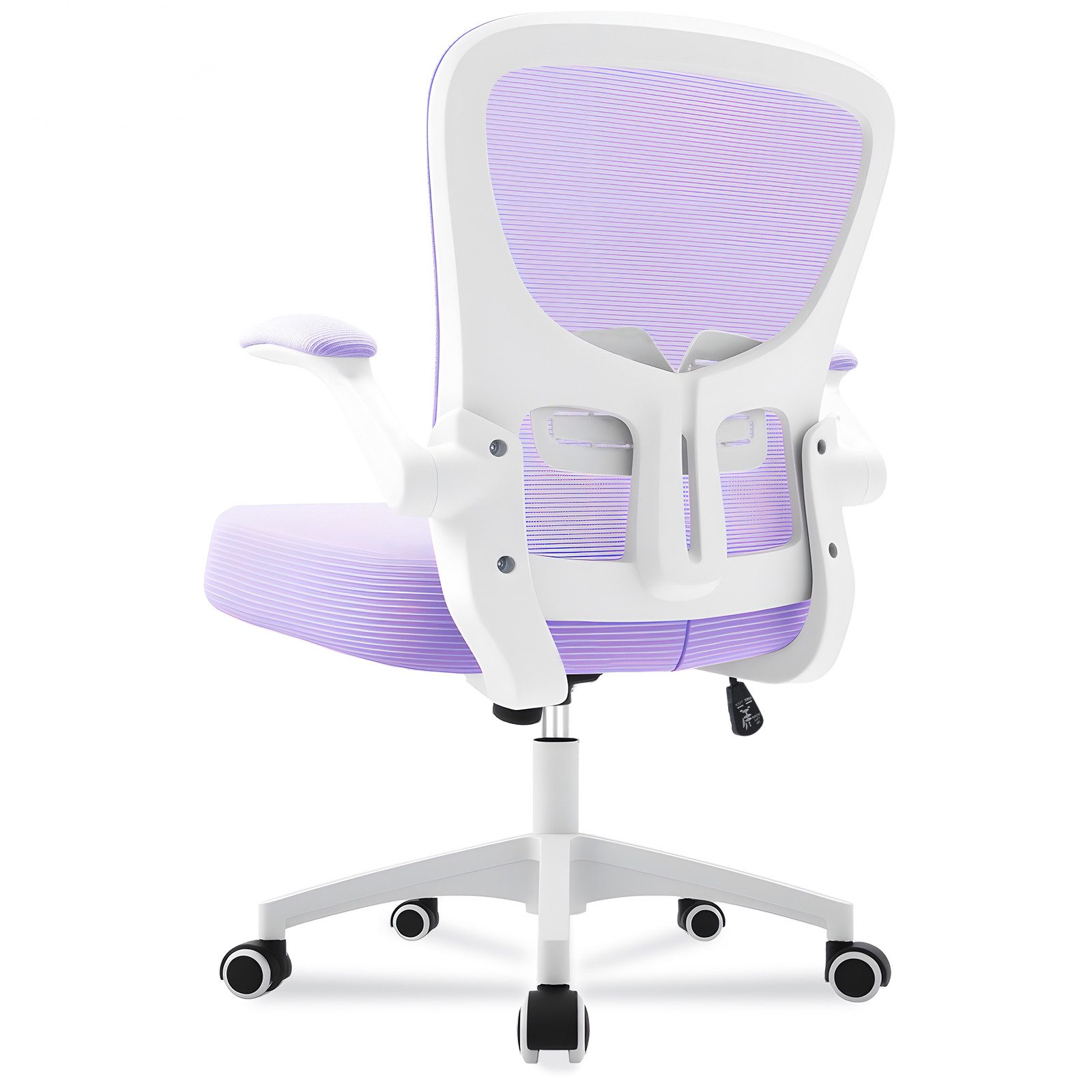 Durrafy Bürostuhl Ergonomischer Bürostuhl,Schreibtischstuhl mit klappbaren Armlehnen (Höhenverstellbarer Drehstuhl mit Wippfunktion bis 130°,Computerstuhl mit verstellbarer Lendenwirbelstütze und leisen Rollen), Chefsessel mit 150 kg Tragfähigkeit