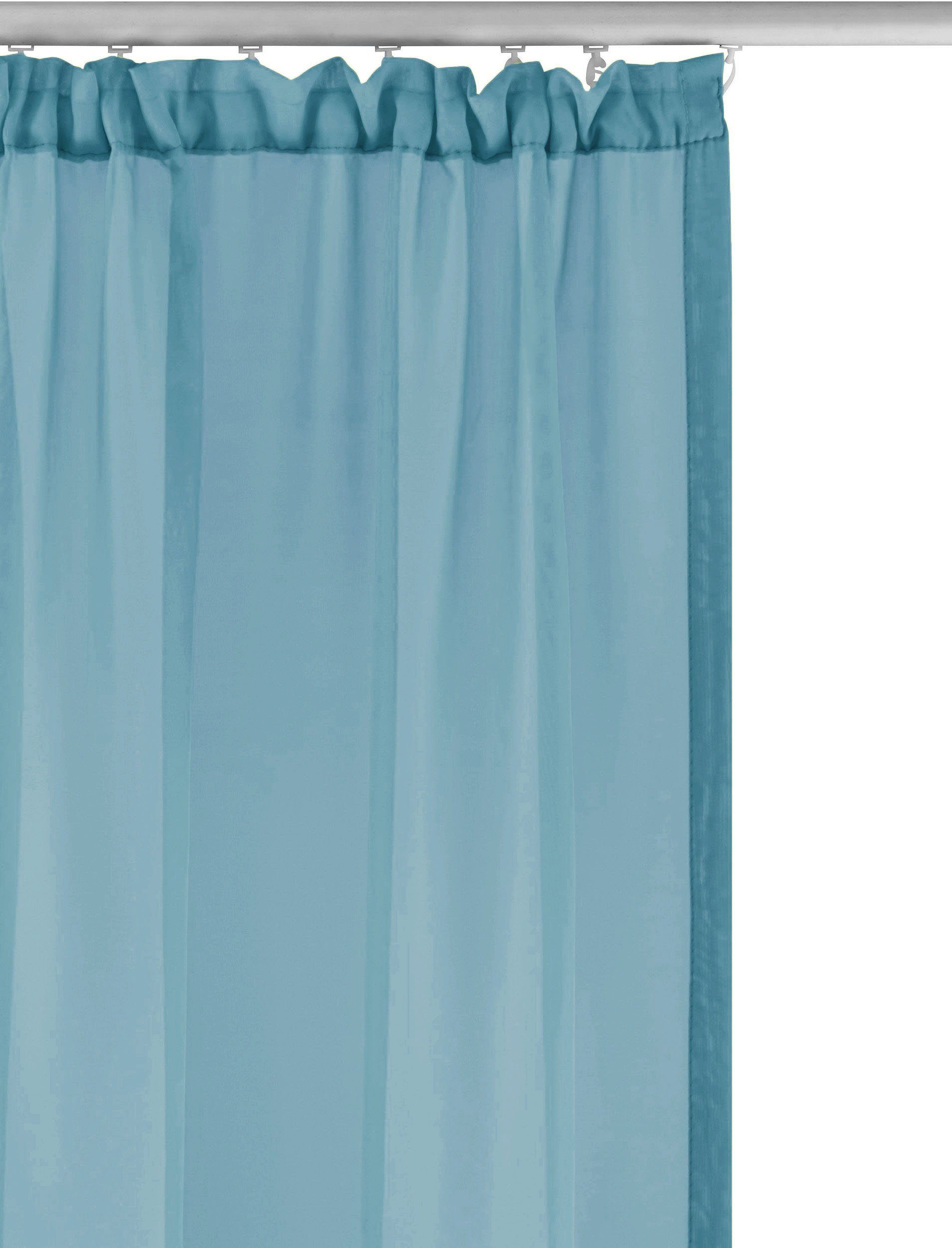 blau Kräuselband Voile, St), my Polyester, Schal, XANA, home, einfarbig, Gardine pflegeleicht 1 transparent, (1