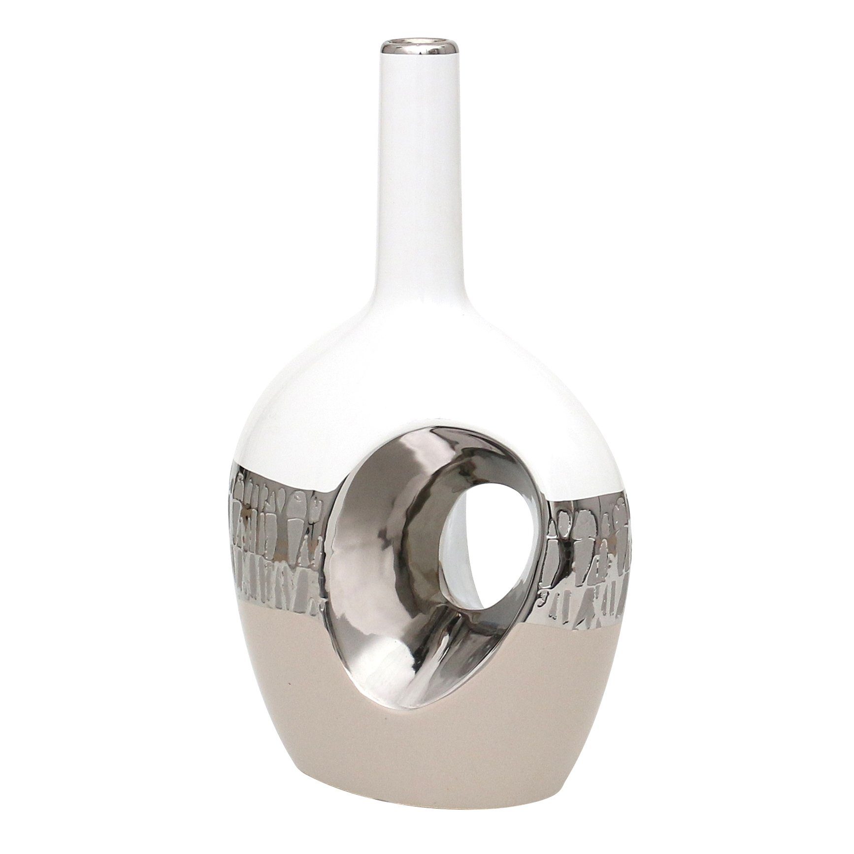 Dekohelden24 Dekovase Edle Moderne Deko Designer Keramik Vase oval mit Loch (1 Vase, 1 St) | Dekovasen