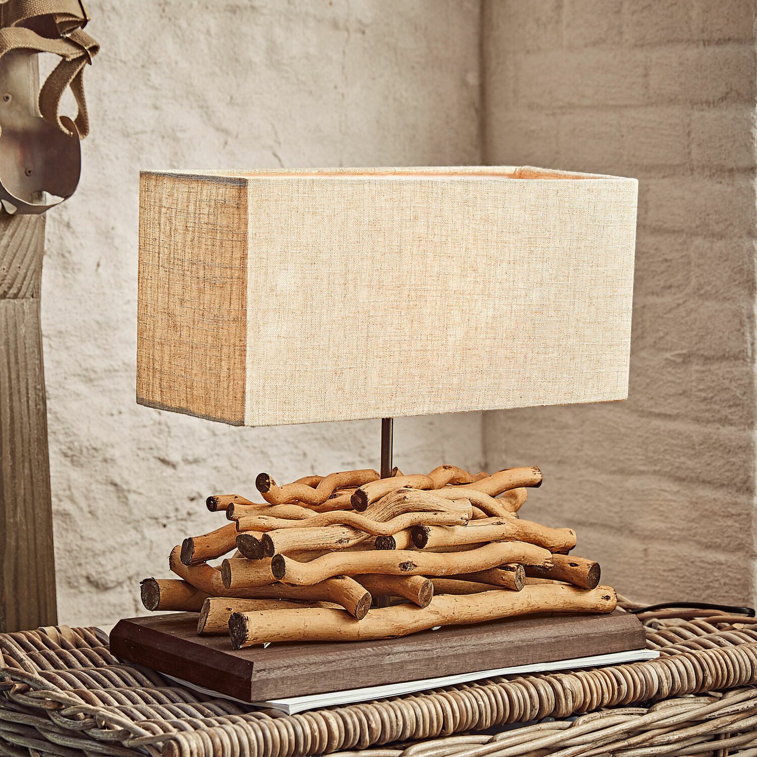 Mirabeau Tischleuchte Tischlampe Caribou leinen/braun günstig online kaufen