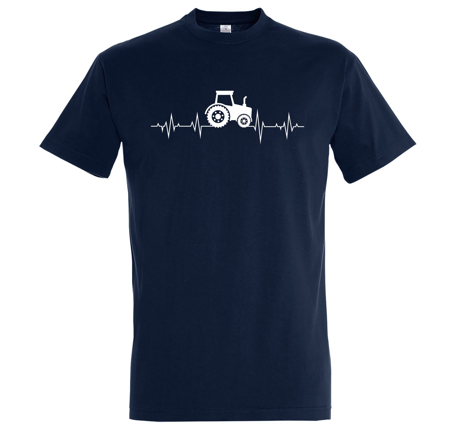 Shirt Designz Frontprint mit Traktor Herren Youth Heartbeat T-Shirt trendigem Navyblau