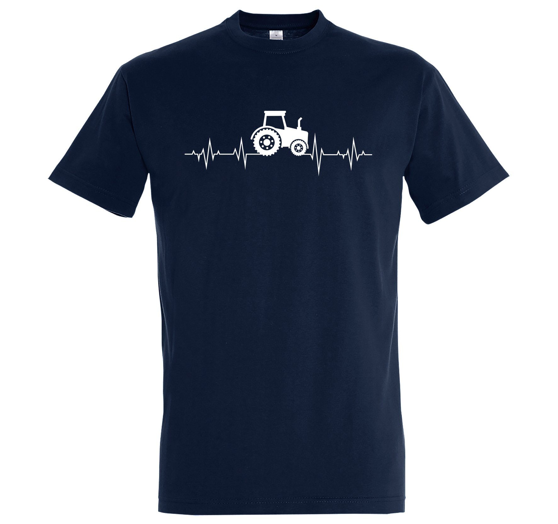 Youth Heartbeat Shirt Herren Frontprint mit Traktor T-Shirt trendigem Navyblau Designz