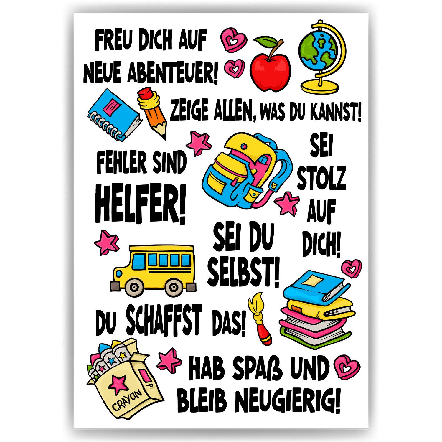 Tigerlino Poster Affirmationsposter Schulkind Zuckertüte Einschulung Schulanfang