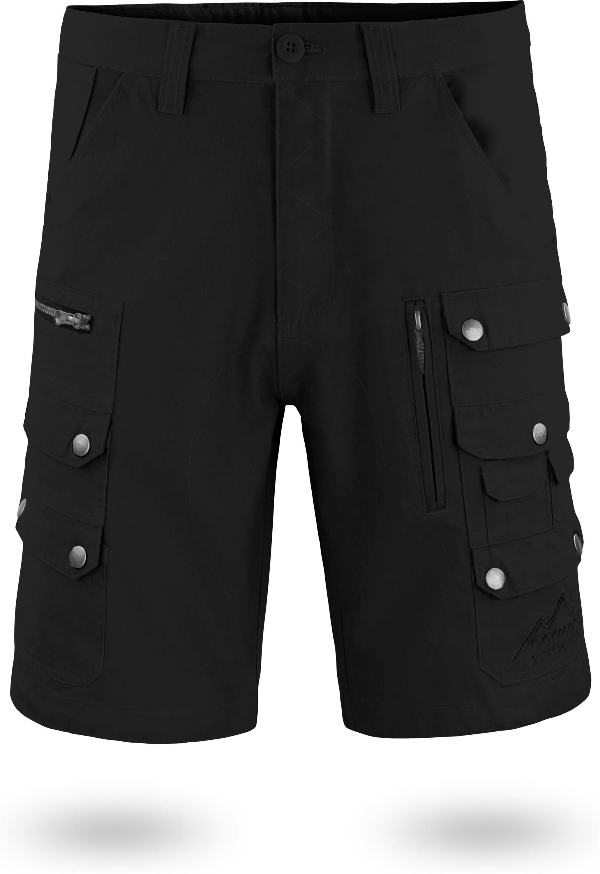normani Bermudas Herren diversen 100% Cargo-Shorts Sommershorts mit Taschen Shorts Bio-Baumwolle Mojave aus kurze Arbeitsshorts Schwarz