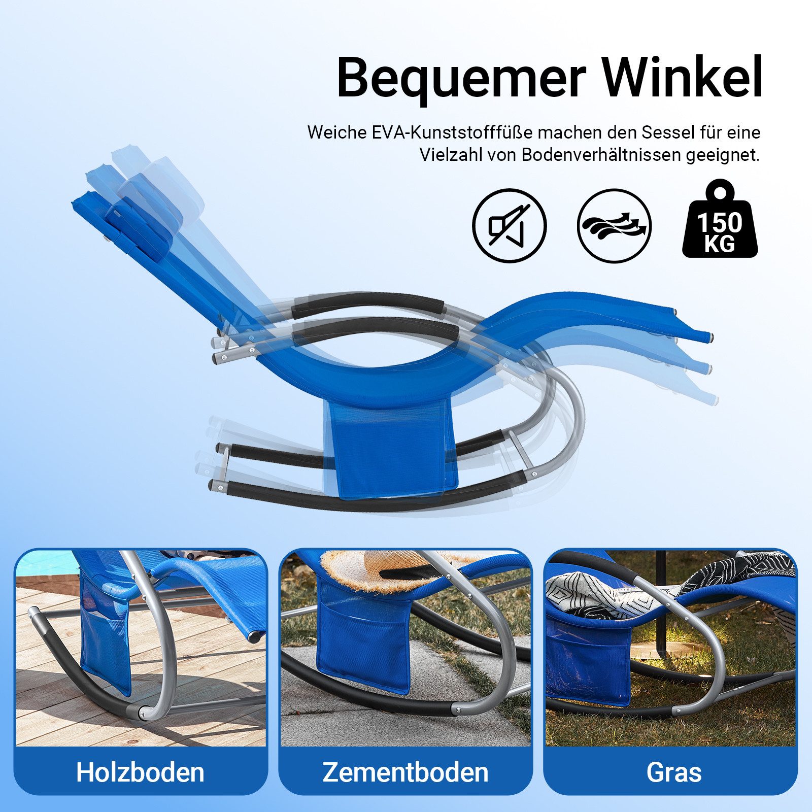 SoBuy Gartenliege OGS28, Relaxliege Schaukelliege Strandliege Outdoor Gartenmöbel, Sonnenliege mit Kopfkissen Liegestuhl Schaukelstuhl, Outdoor Camping