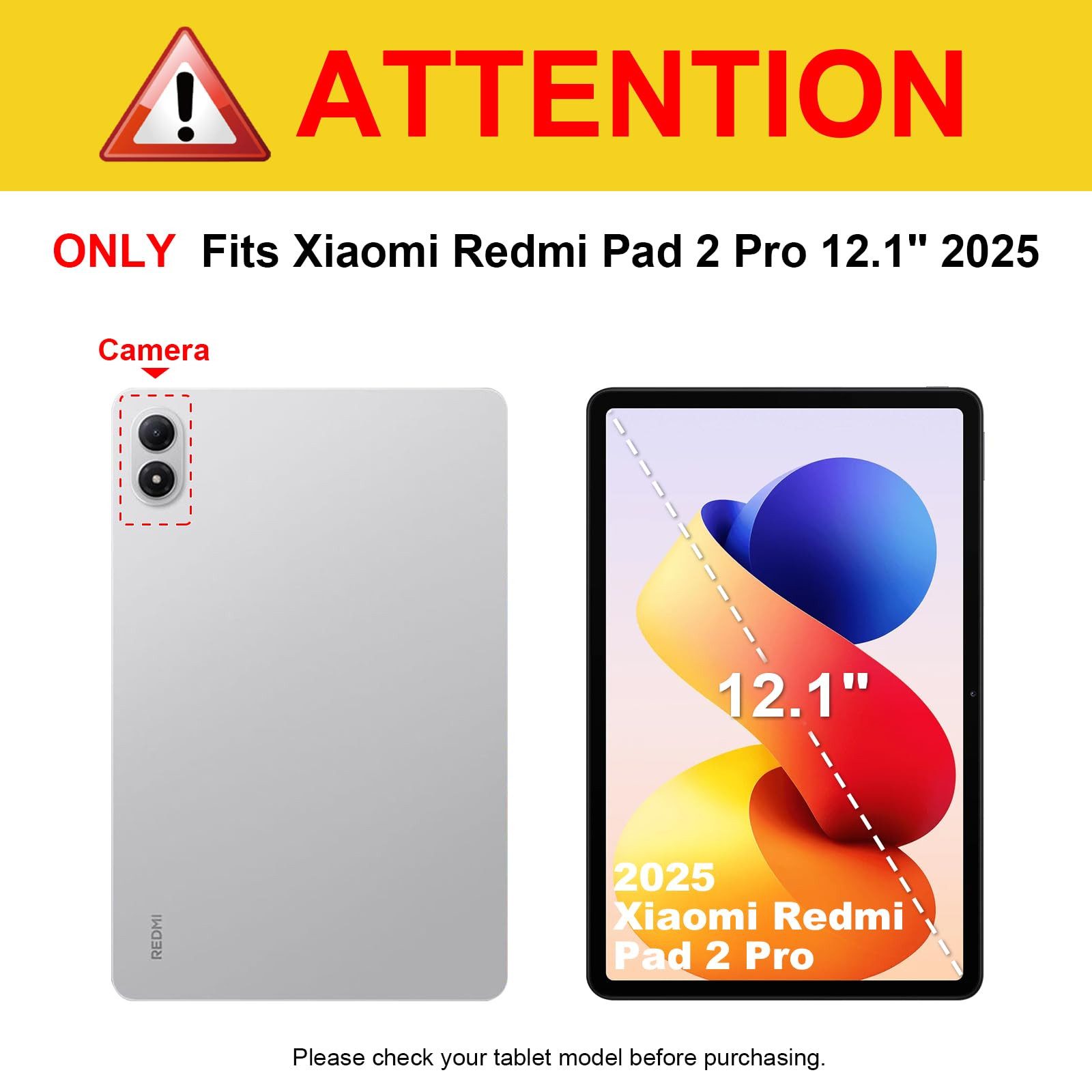 Fintie Tablet-Hülle für Redmi Pad 2 Pro 12.1 Zoll 2025 Schutzhülle mit Stifthalter, Ultradünne Soft TPU Rückseite Abdeckung mit Auto Schlaf/Wach Funktion