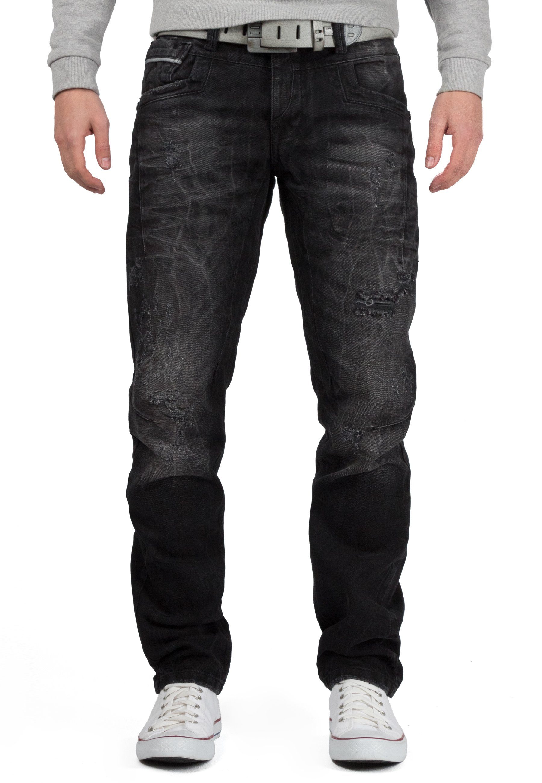 Cipo & Baxx Regular-fit-Jeans Freizeit Hose BA-CD104 Black (1-tlg) Destroye günstig online kaufen