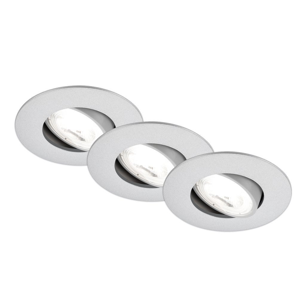 Briloner Leuchten LED Einbaustrahler BKL7989034, LED fest integriert, 2700K - Extra-Warmweiß, LED Einbauleuchten 90x24 mm Chrom-Matt je 2W, je 360lm Decke Küche