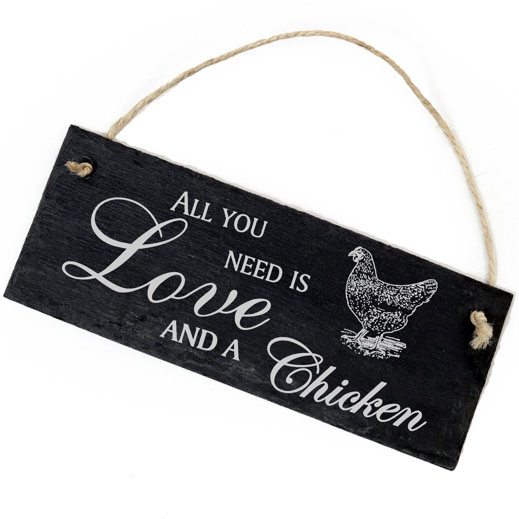 Dekolando Hängedekoration dunkles Huhn 22x8cm All you need is Love and a Chicken
