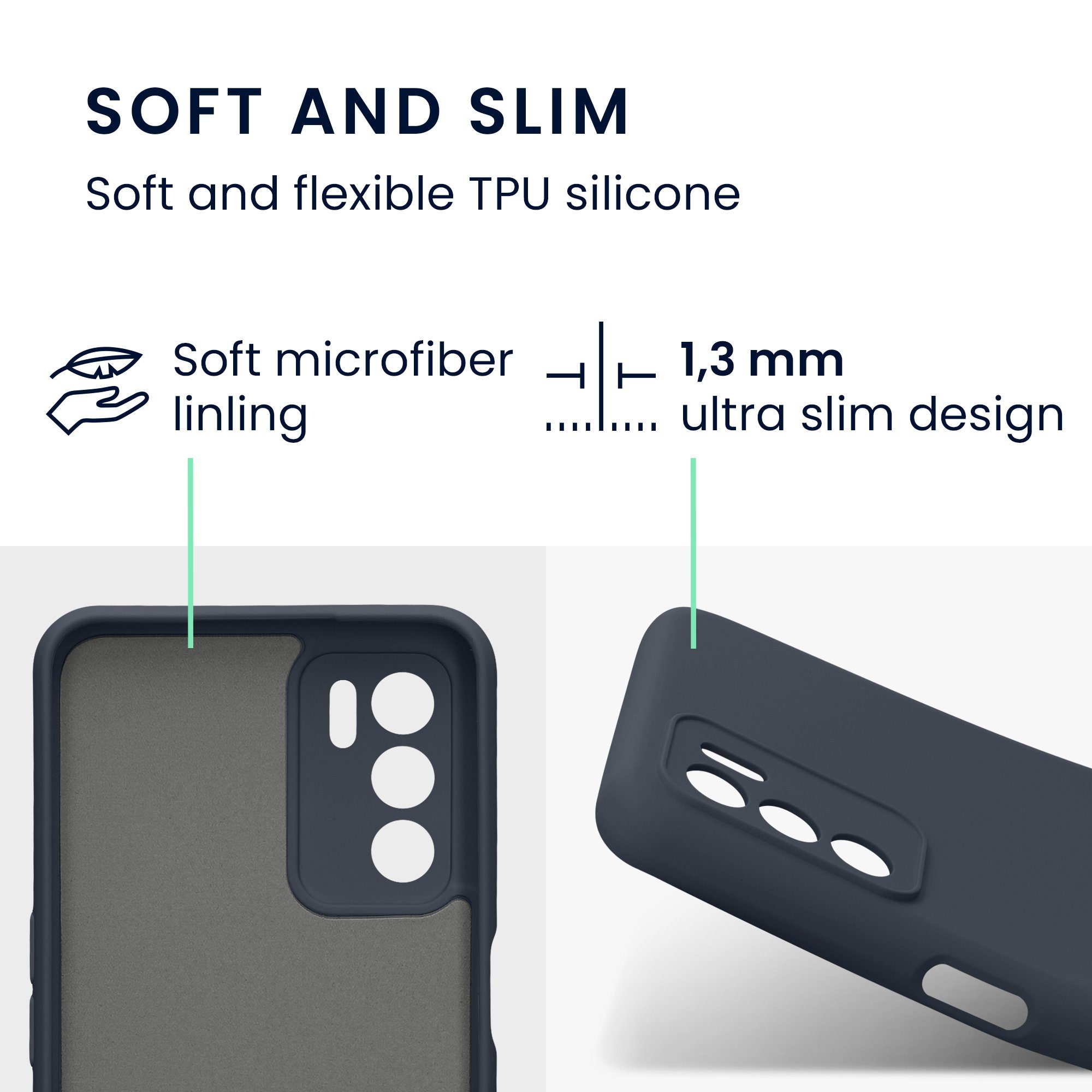 kwmobile Handyhülle Slim Case für Oppo A16 / A16s / A54s, Hülle Silikon Handy - Handyhülle gummiert