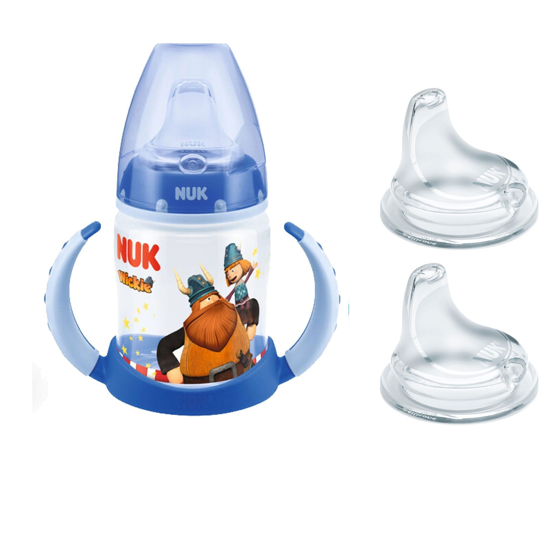 Babyflasche NUK Trinklernflasche/Becher mit 2er Trinktülle aus Silikon set