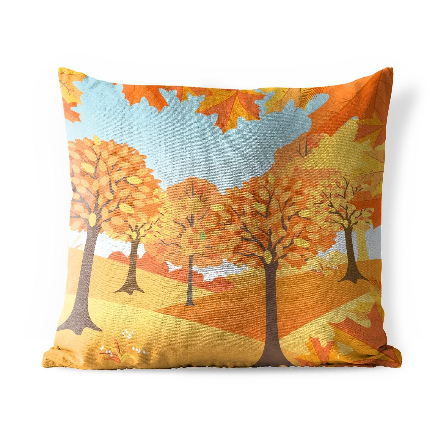 MuchoWow Dekokissen Eine Illustration von Herbstbäumen, Kissenbezüge, Kissenhülle, Dekokissen, Dekokissenbezug, Outdoor