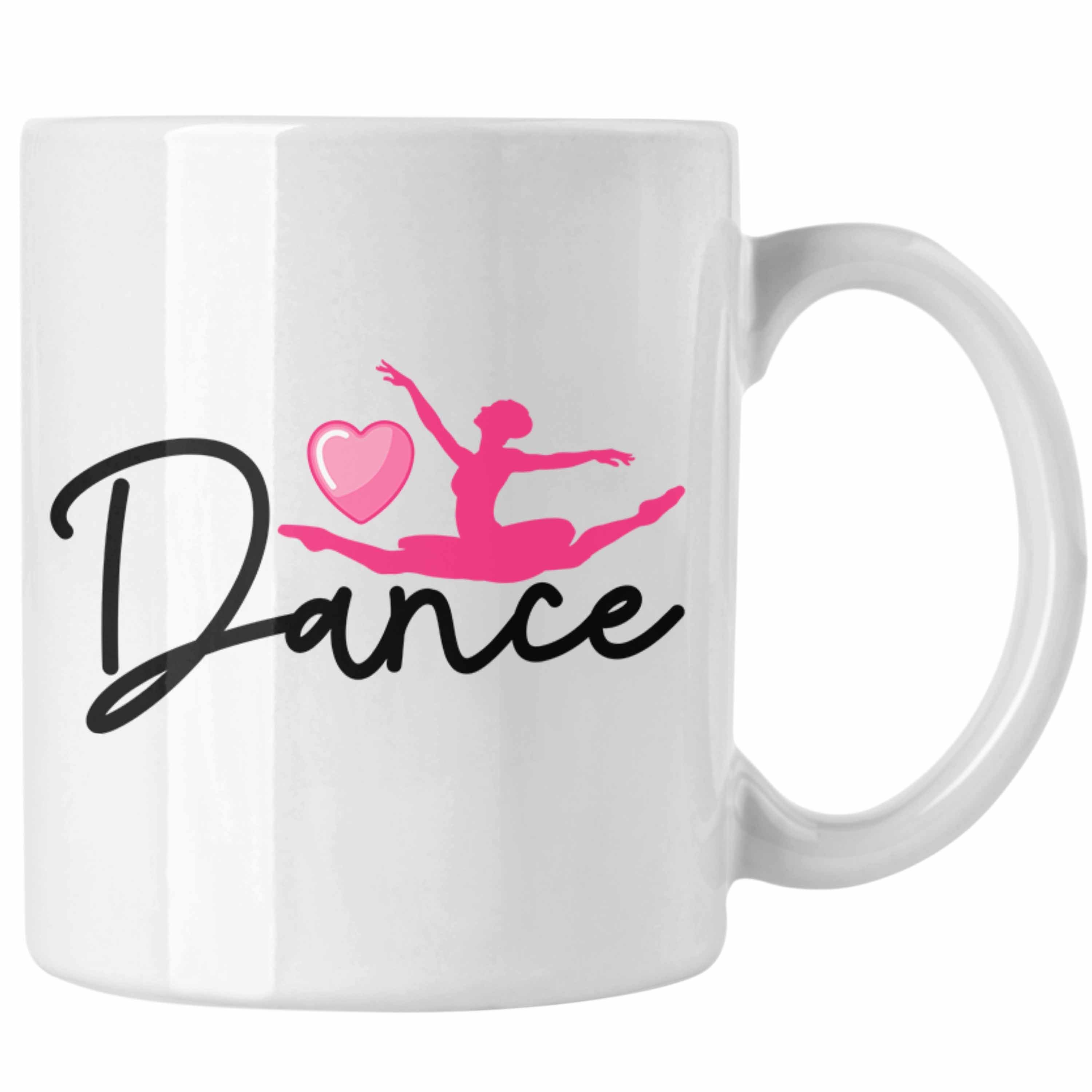 Trendation Tasse Tasse Ballett Ballerina Motiv Geschenk für Tanzliebhaber Ballerina-Fan Weiss