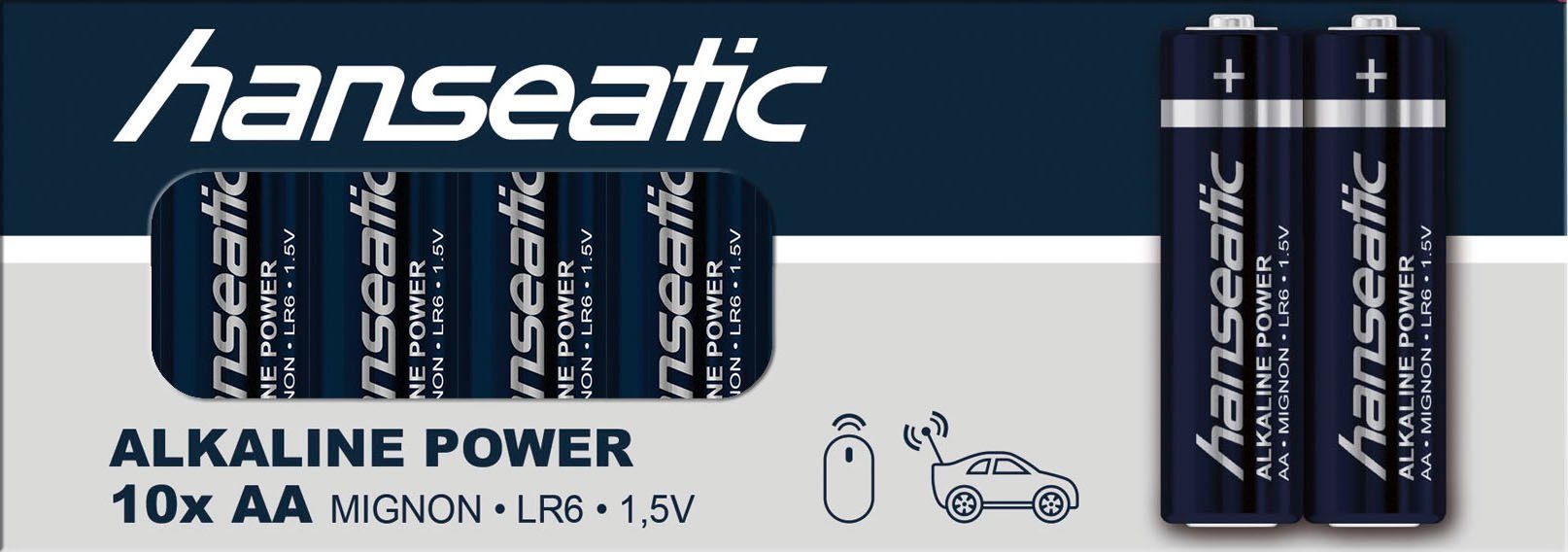 Hanseatic 40er Alkaline (40 Jahren LR06 zu Power, St), bis Mignon AA 5 Lagerfähigkeit Pack Batterie