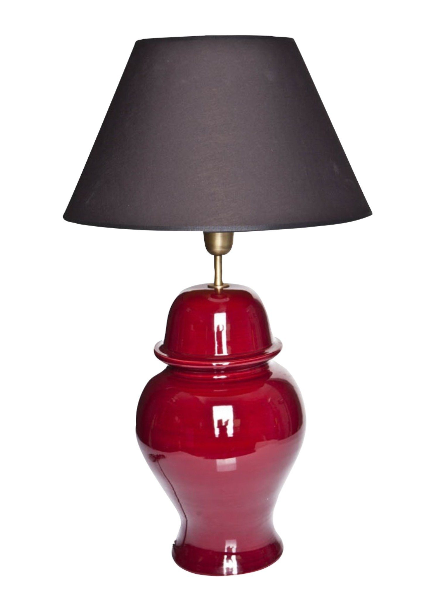 Signature Home Collection Schreibtischlampe, ohne Leuchtmittel, warmweiß, Tischlampe Keramik rot mit Lampenschirm