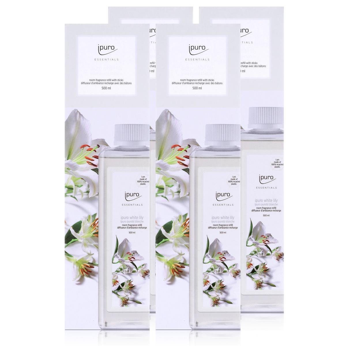 IPURO Raumduft Ipuro Essentials white Nachfüllflasche (4er Refill lily 500ml Raumduft