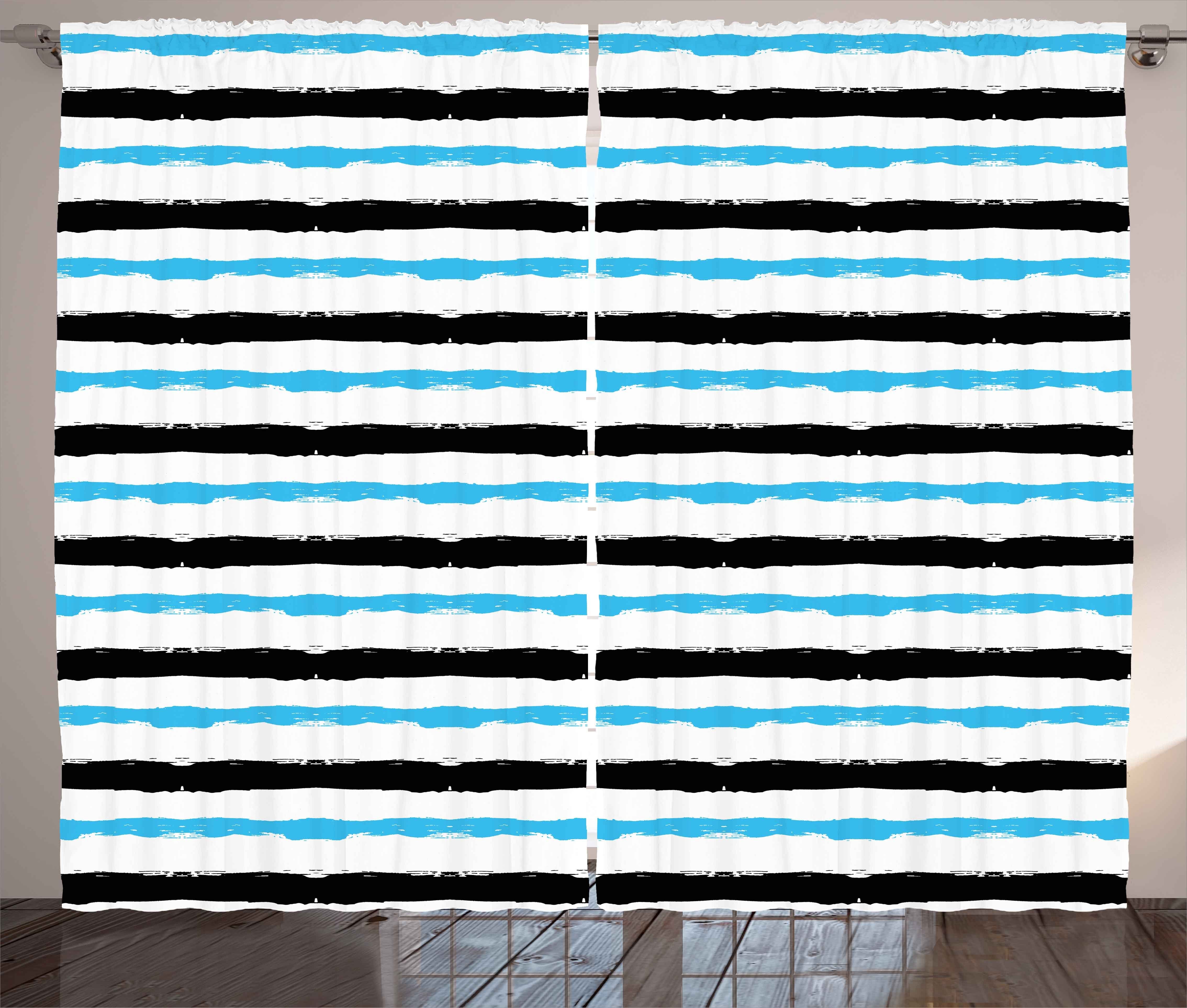 Gardine Schlafzimmer mit Vorhang Bands und Haken, Kräuselband Abstrakt Stripes Farbe Abakuhaus, Schlaufen
