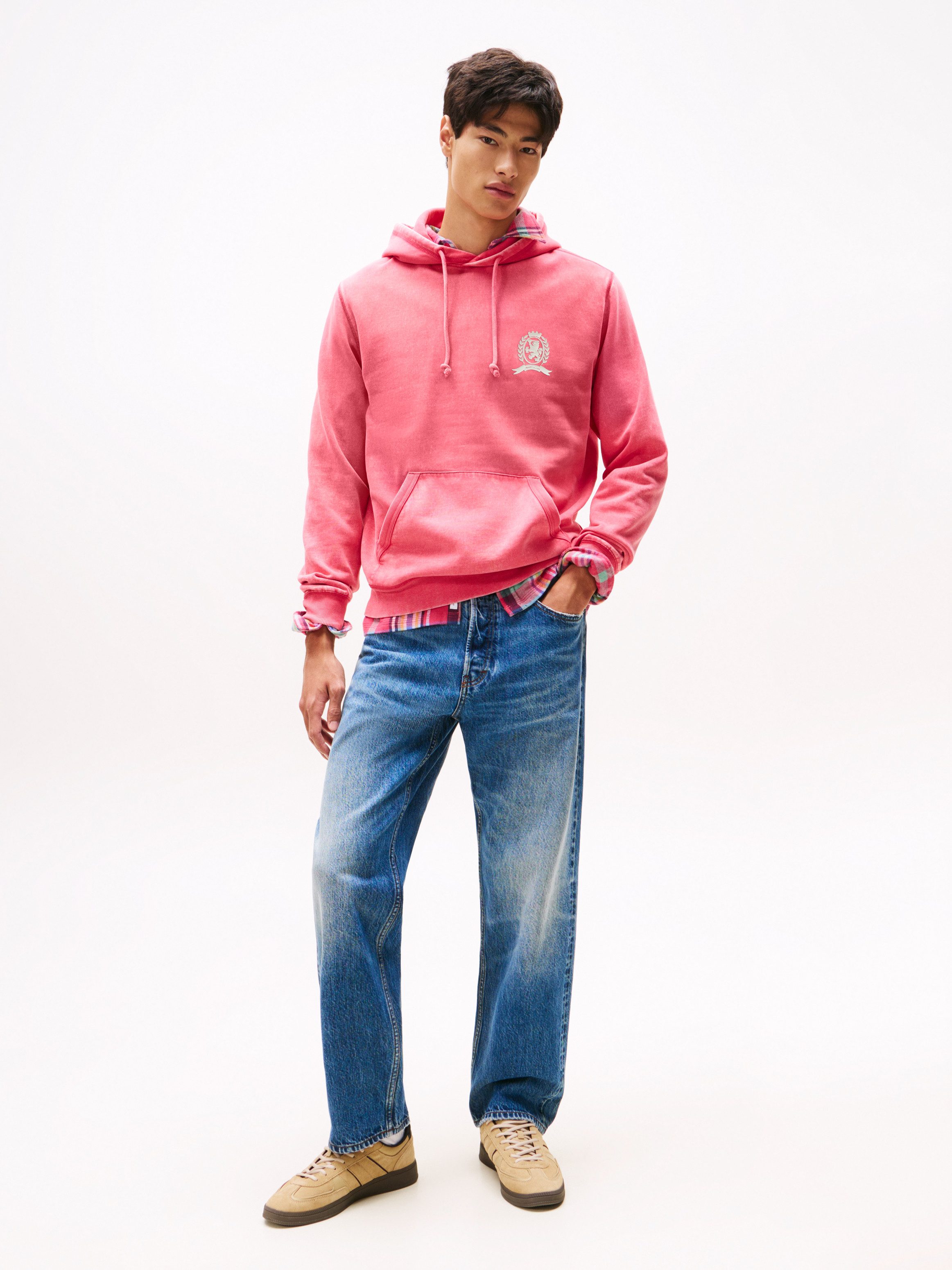 Tommy Jeans Hoodie TJM WASHED CREST PLAY regular fit, Sweatshirt, Rückenprint