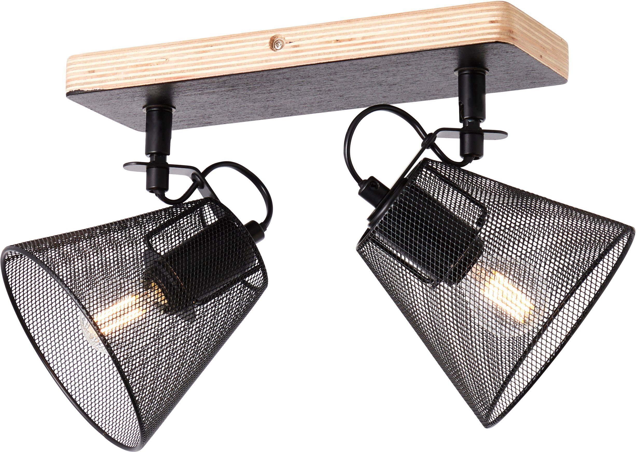 Brilliant Deckenstrahler Whole, ohne Leuchtmittel, 2flg schwarz/holzfarbend