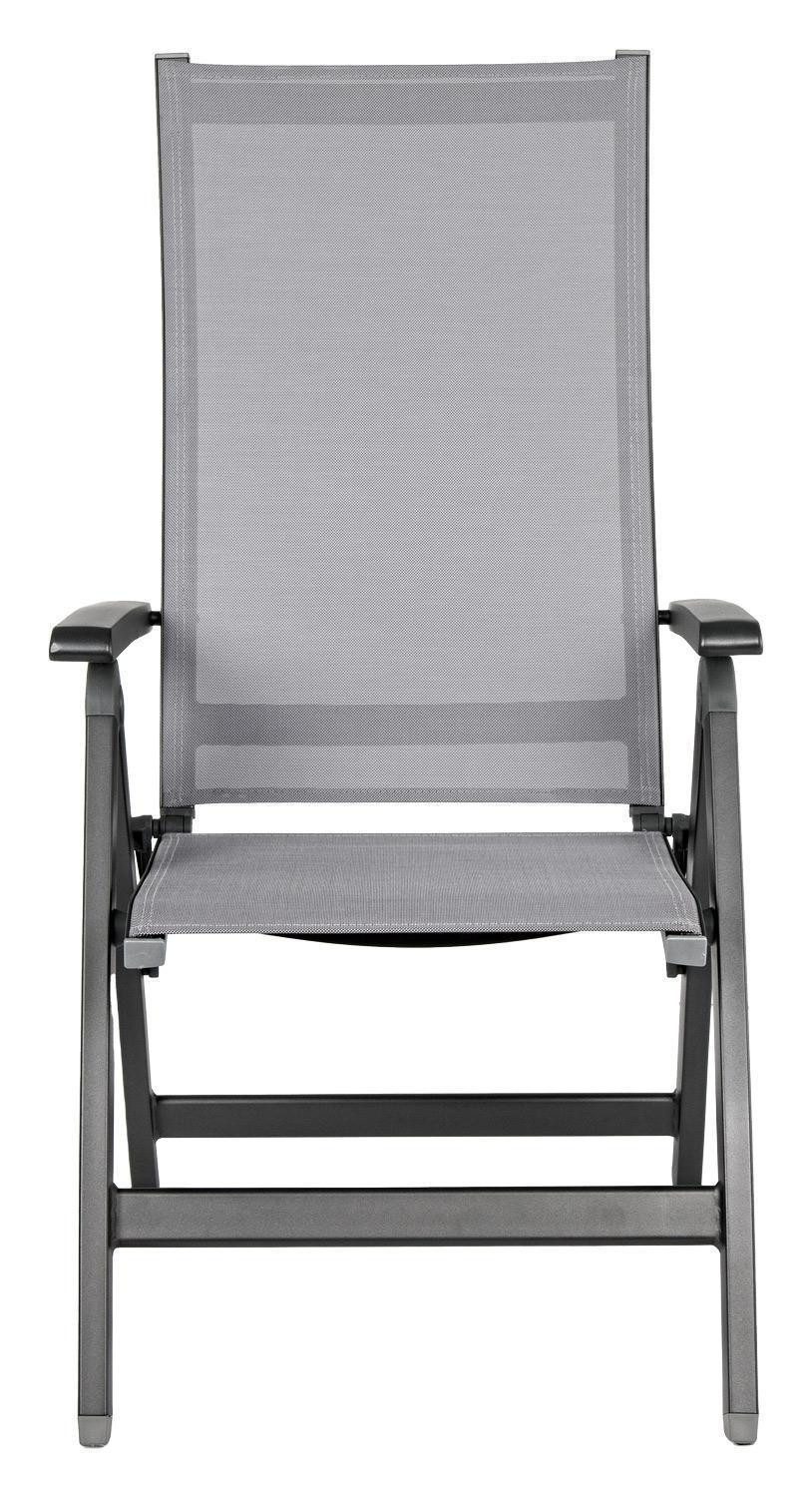 Bizzotto Gartenstuhl CRUISE, Aluminium, Anthrazit, Grau, klappbar, Textilen, verstellbar