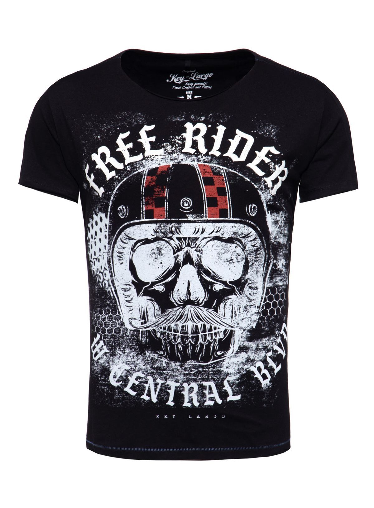 T-Shirt für Herren Moustache Skull Totenkopf Print Motiv vintage Look MT00206