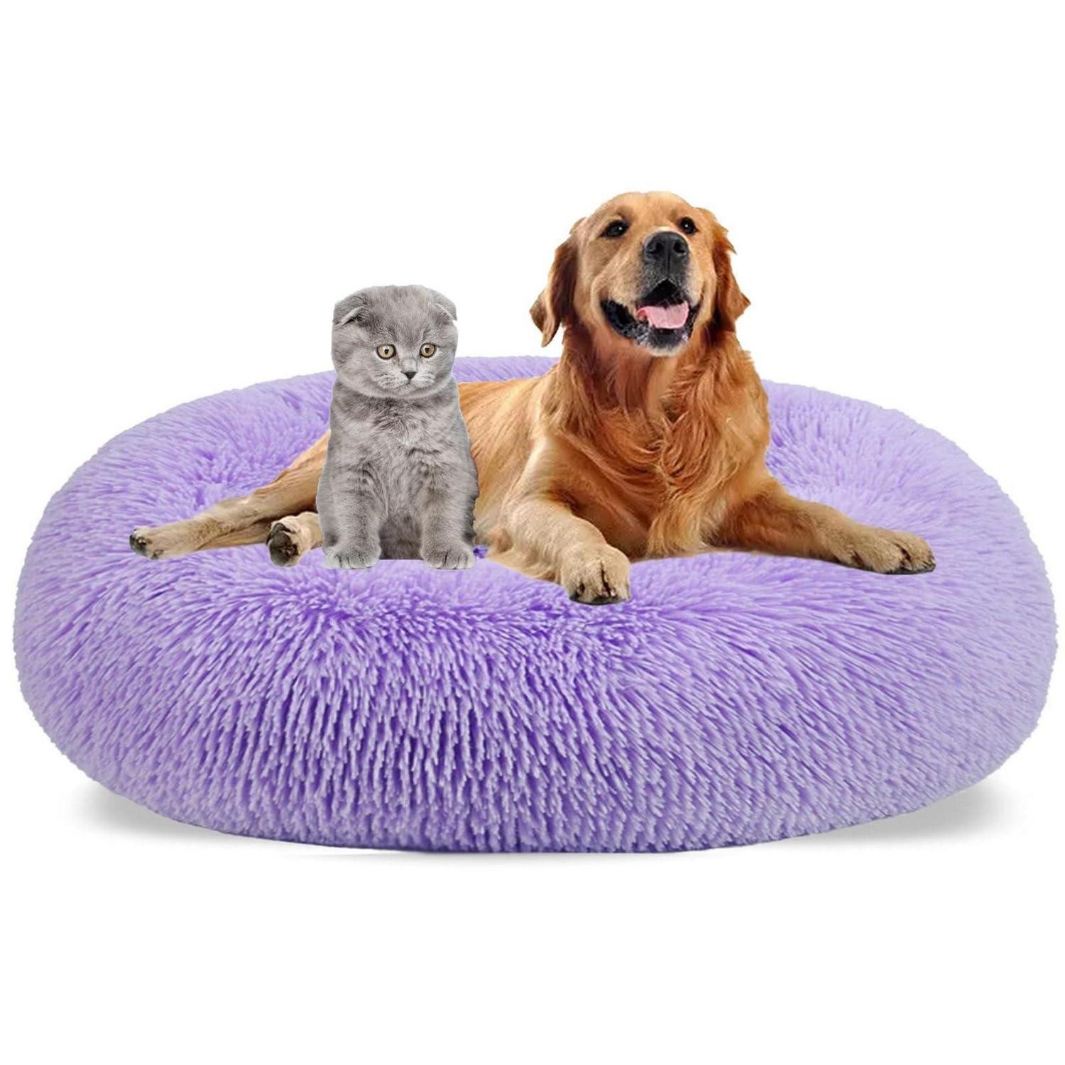LuxusKollektion Hundebett Hundebett Plüsch rund Ø40cm Purple