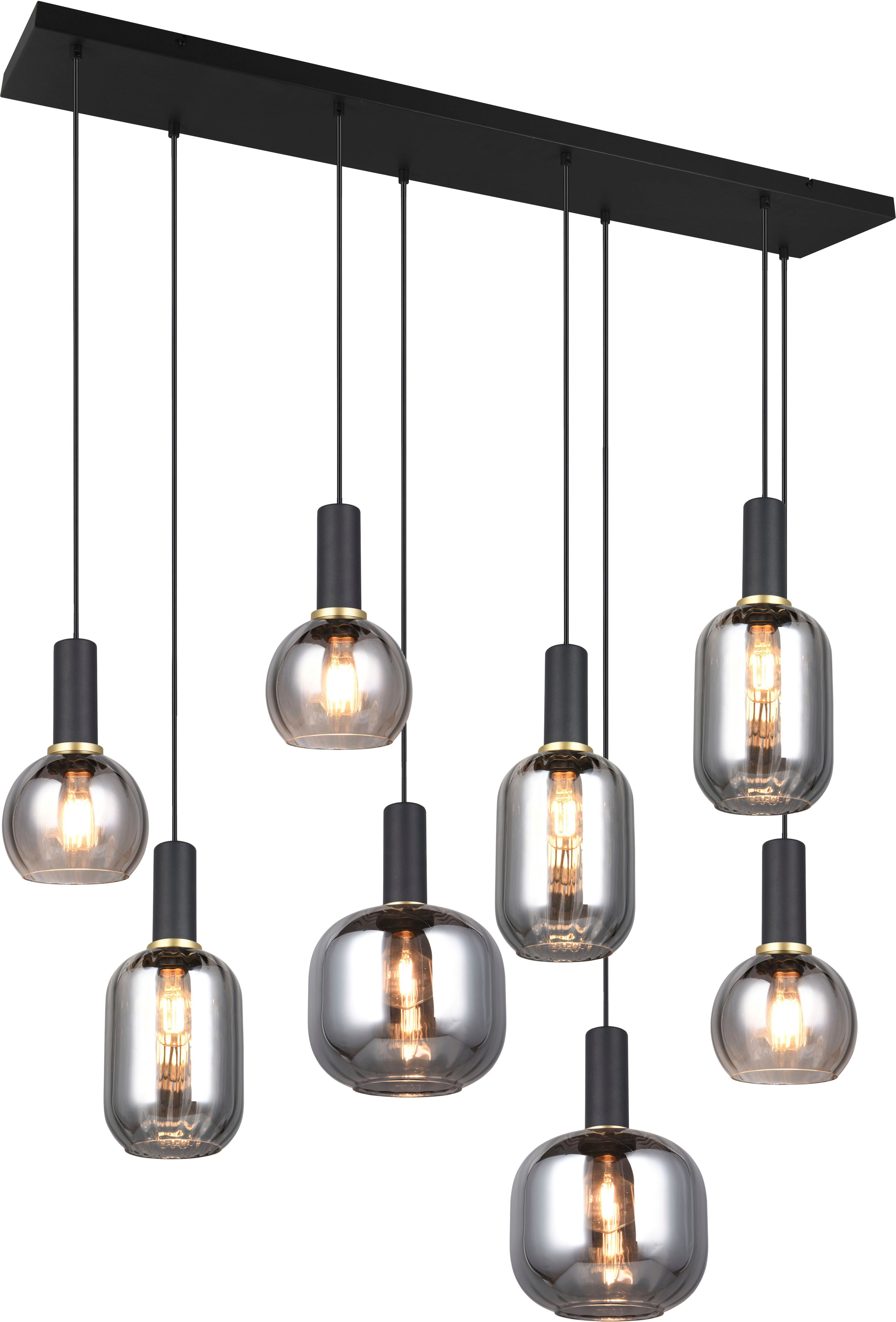 TRIO Leuchten Pendelleuchte DIVA, E27 Hängelampe 8-flammig mit Glasschirm, günstig online kaufen