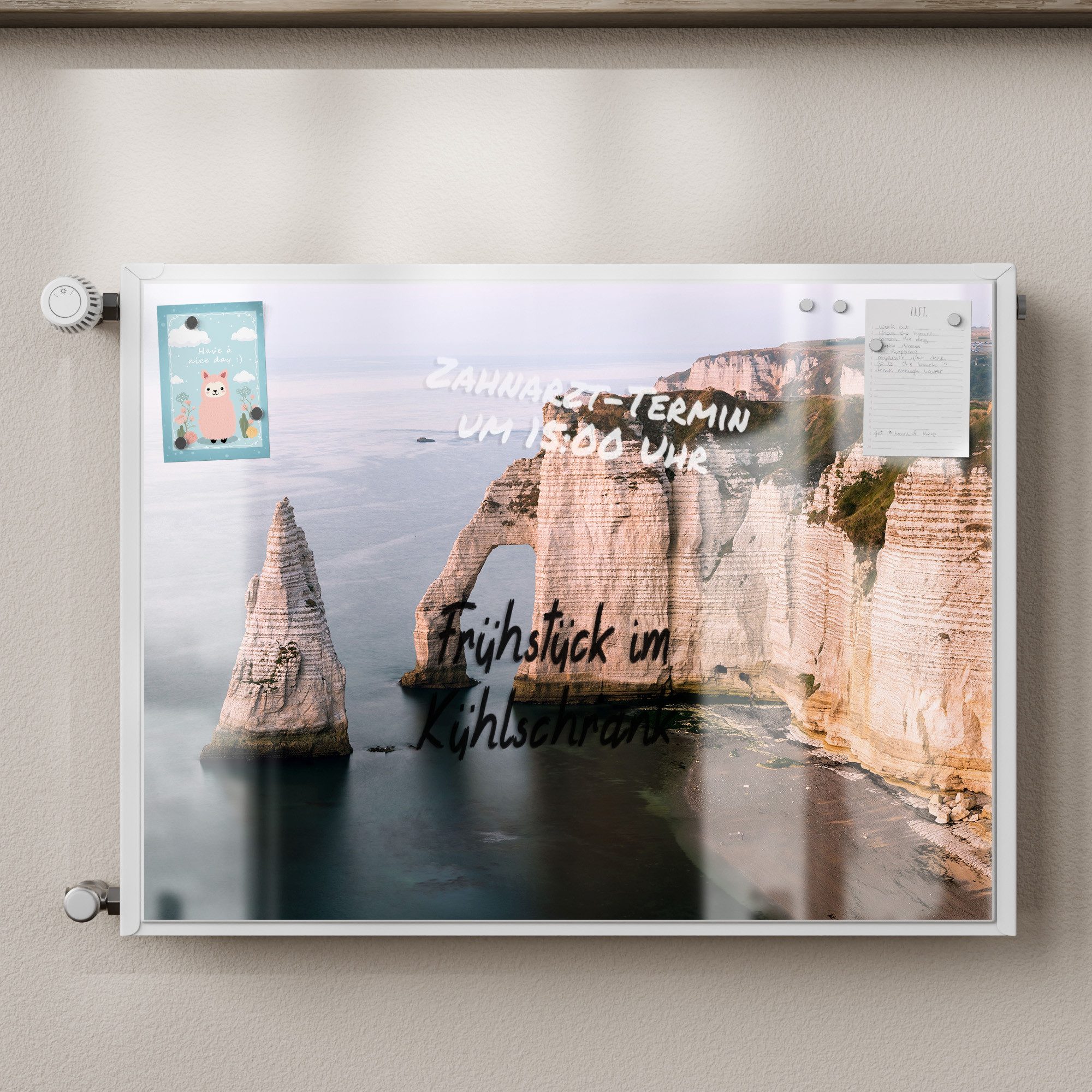 Thumbnail - DEQORI Magnetfolie 'Klippen von Étretat', Heizung Magnetmatte magnetisch Magnetfolie Folie Schutz