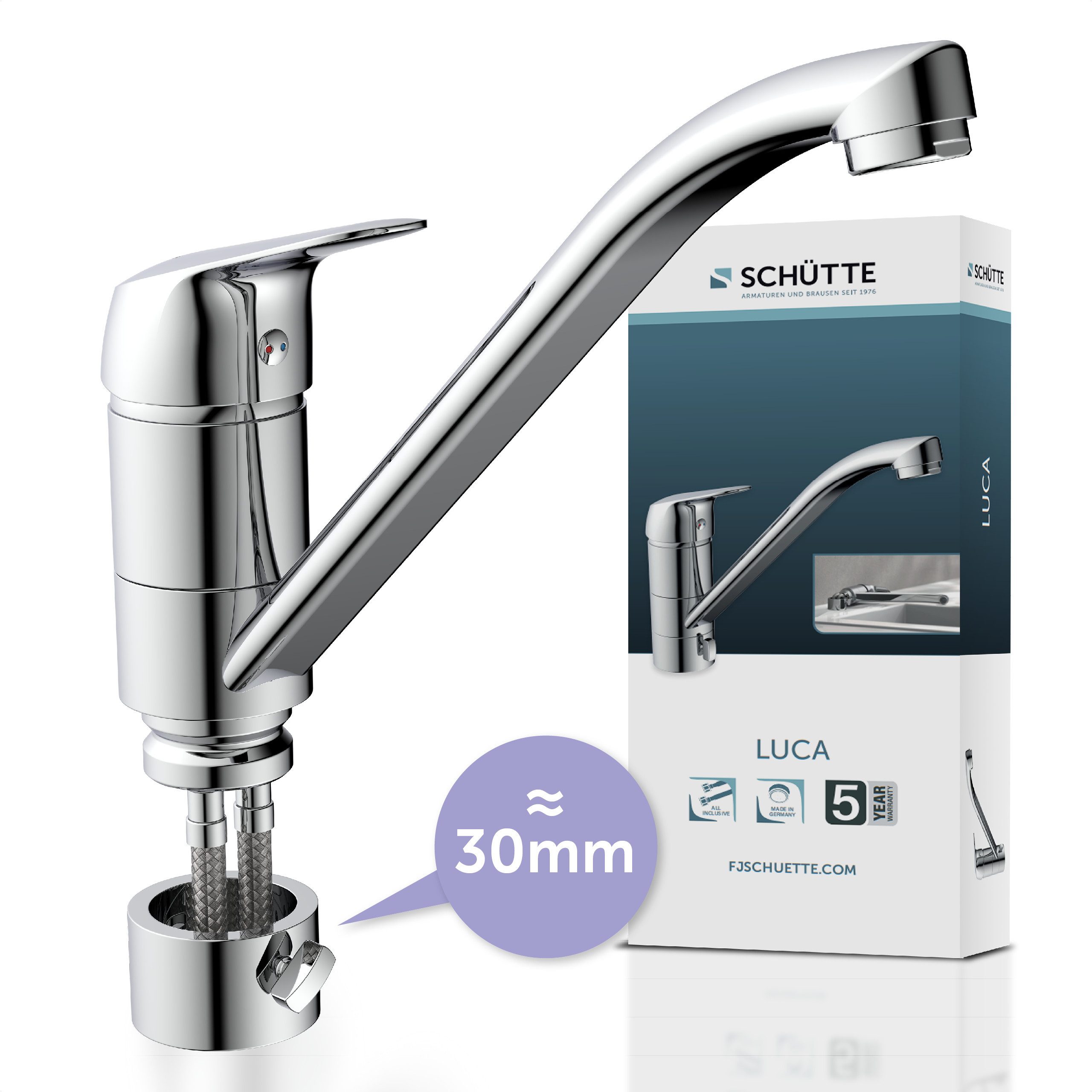 Schütte Spültischarmatur LUCA für Unterfenster-Montage, Wasserhahn Küche in günstig online kaufen
