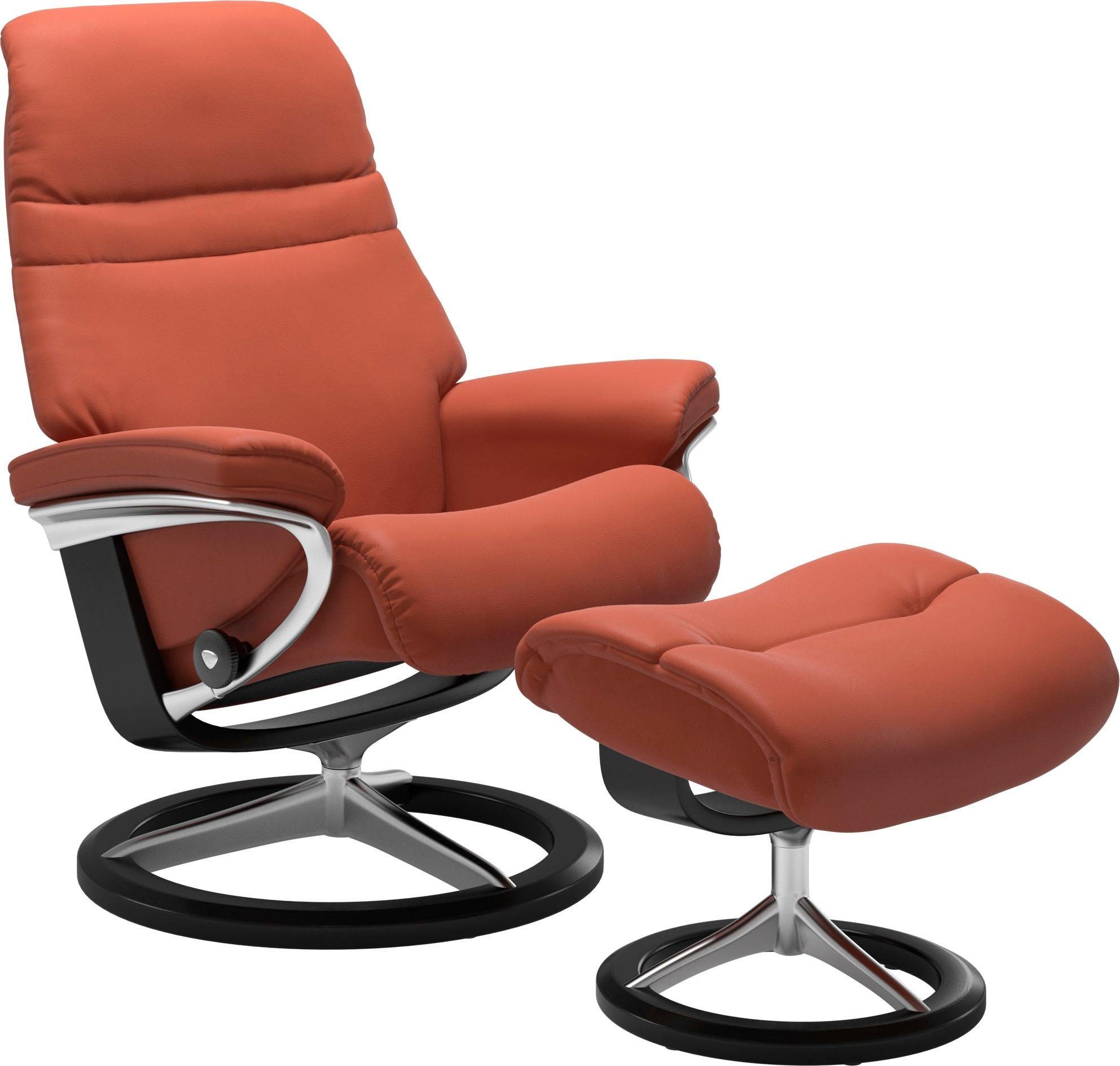 mit Gestell (Set, Hocker), mit Relaxsessel Schwarz M, Signature Größe Base, Relaxsessel Stressless® Sunrise