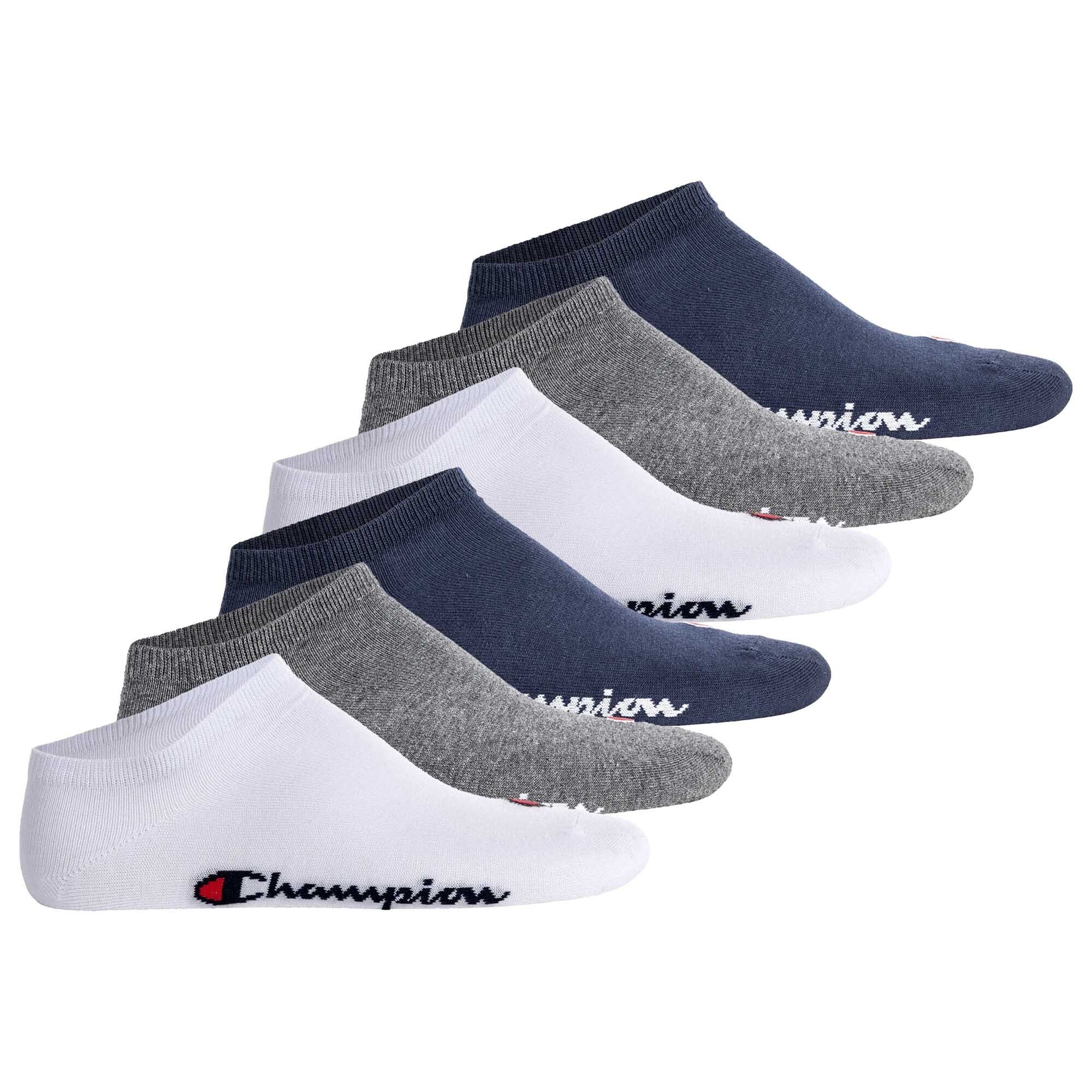 Champion Sportsocken Unisex Socken, 6 Paar - Crew Socken Basic Blau/Weiß/Grau